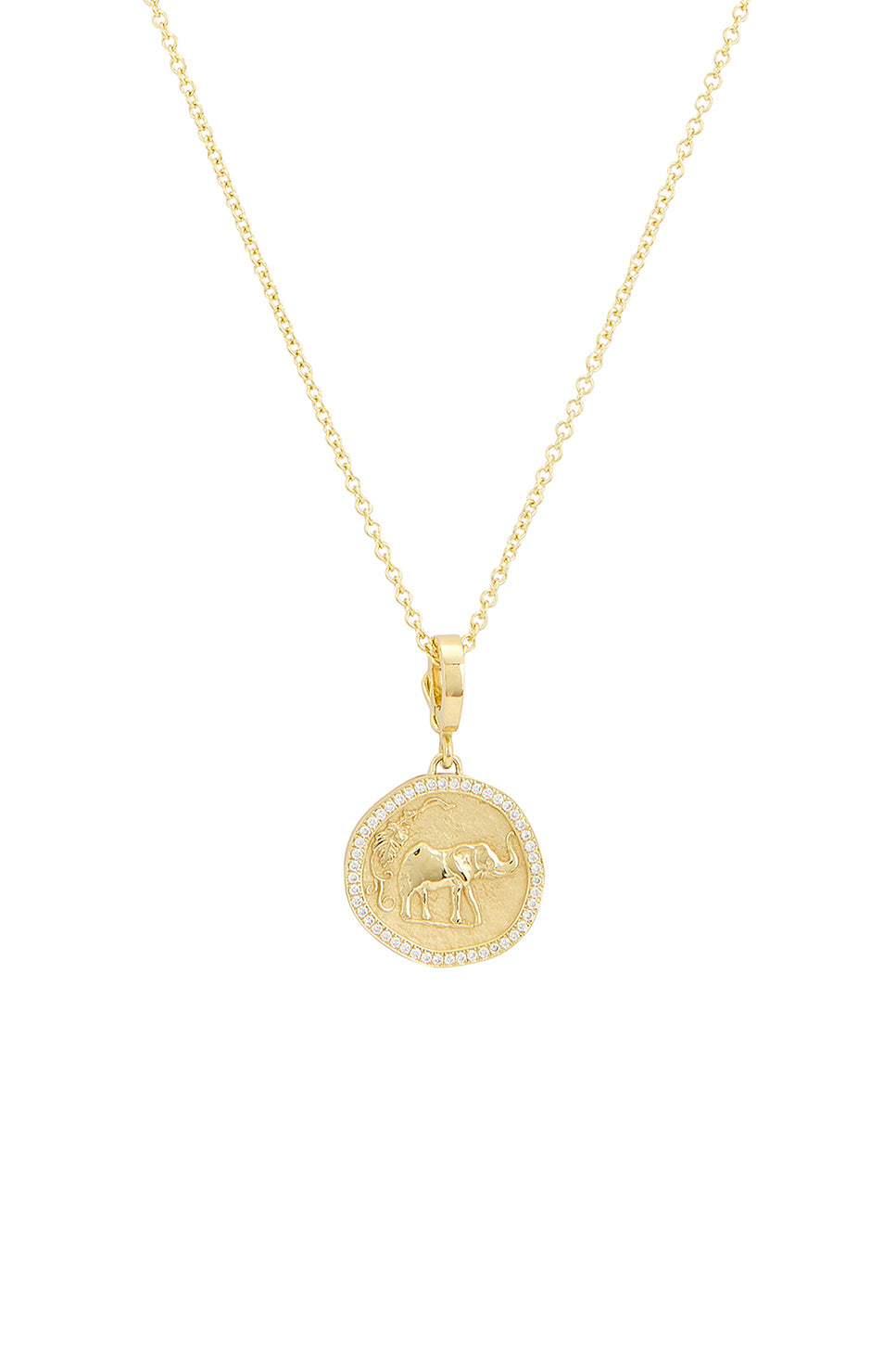 Elefante Small Pave Coin Necklace