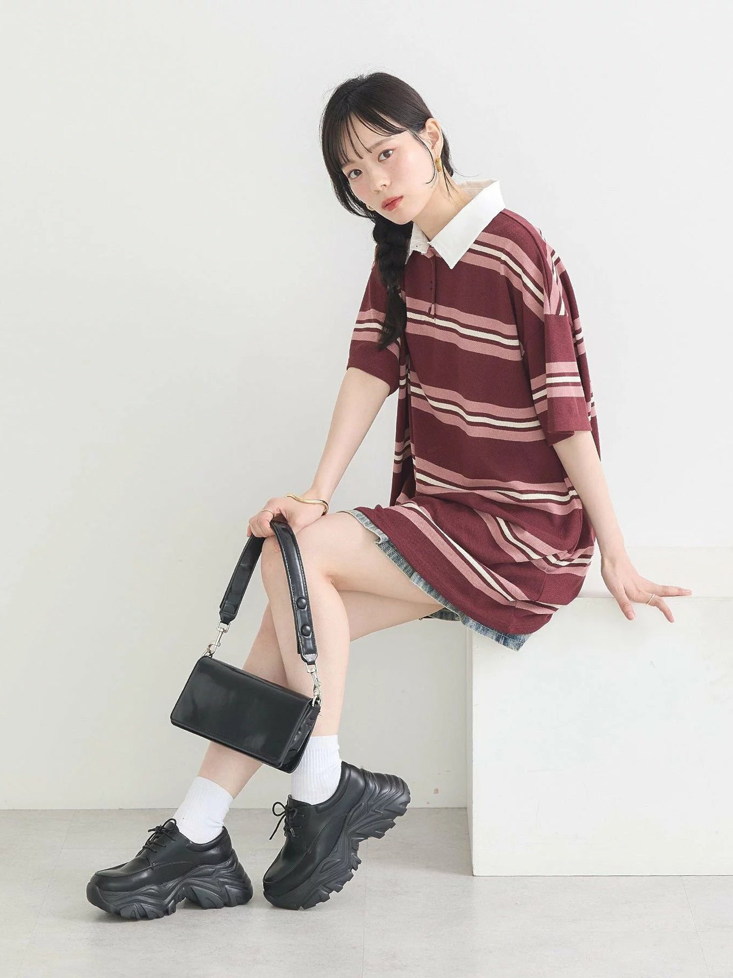 Aiko Retro Border Rugby Mini Dress
