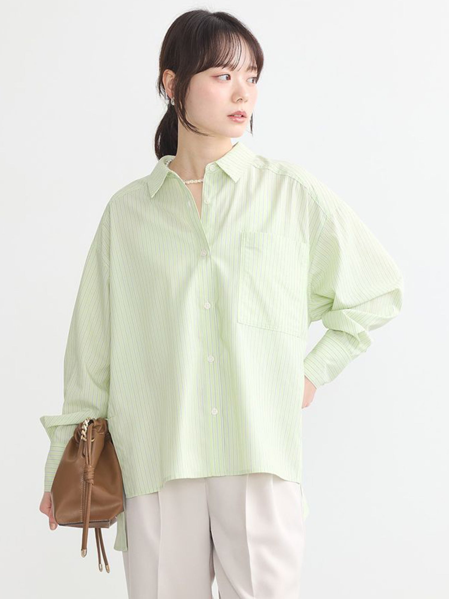 Chiryu Side Slit Striped Overshirt