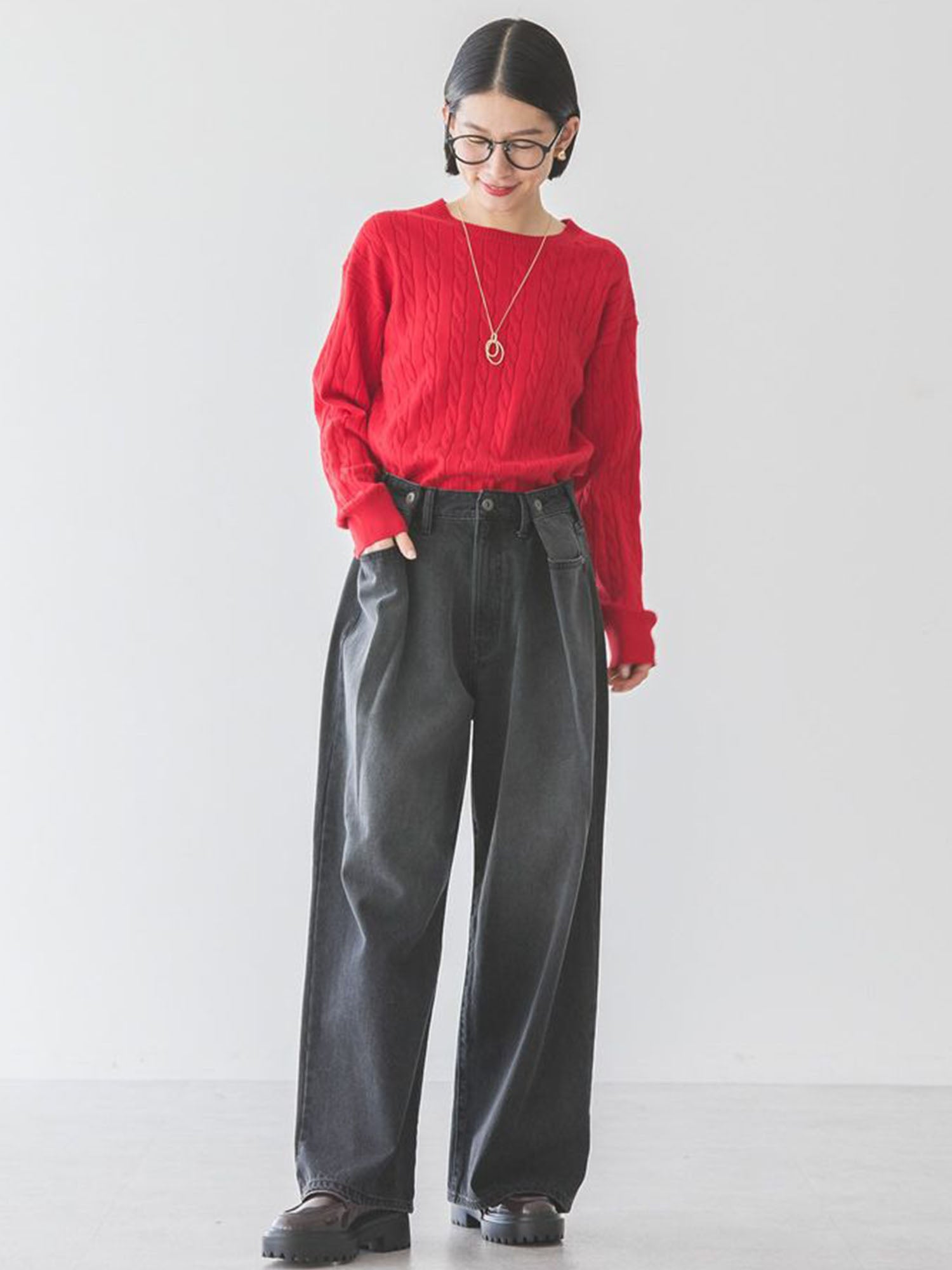 Kakogawa Tucked Wide Denim Pants