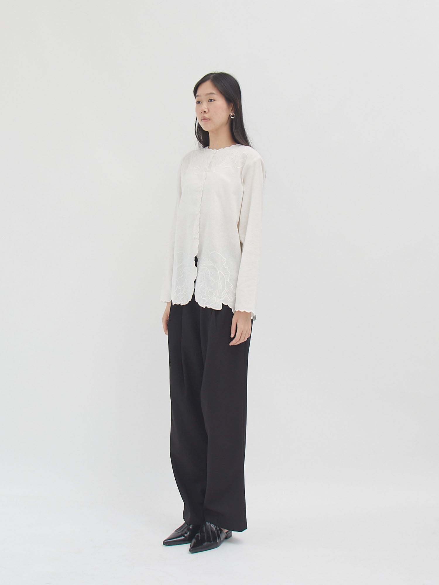 Peony Embroidery Shirt Jacket