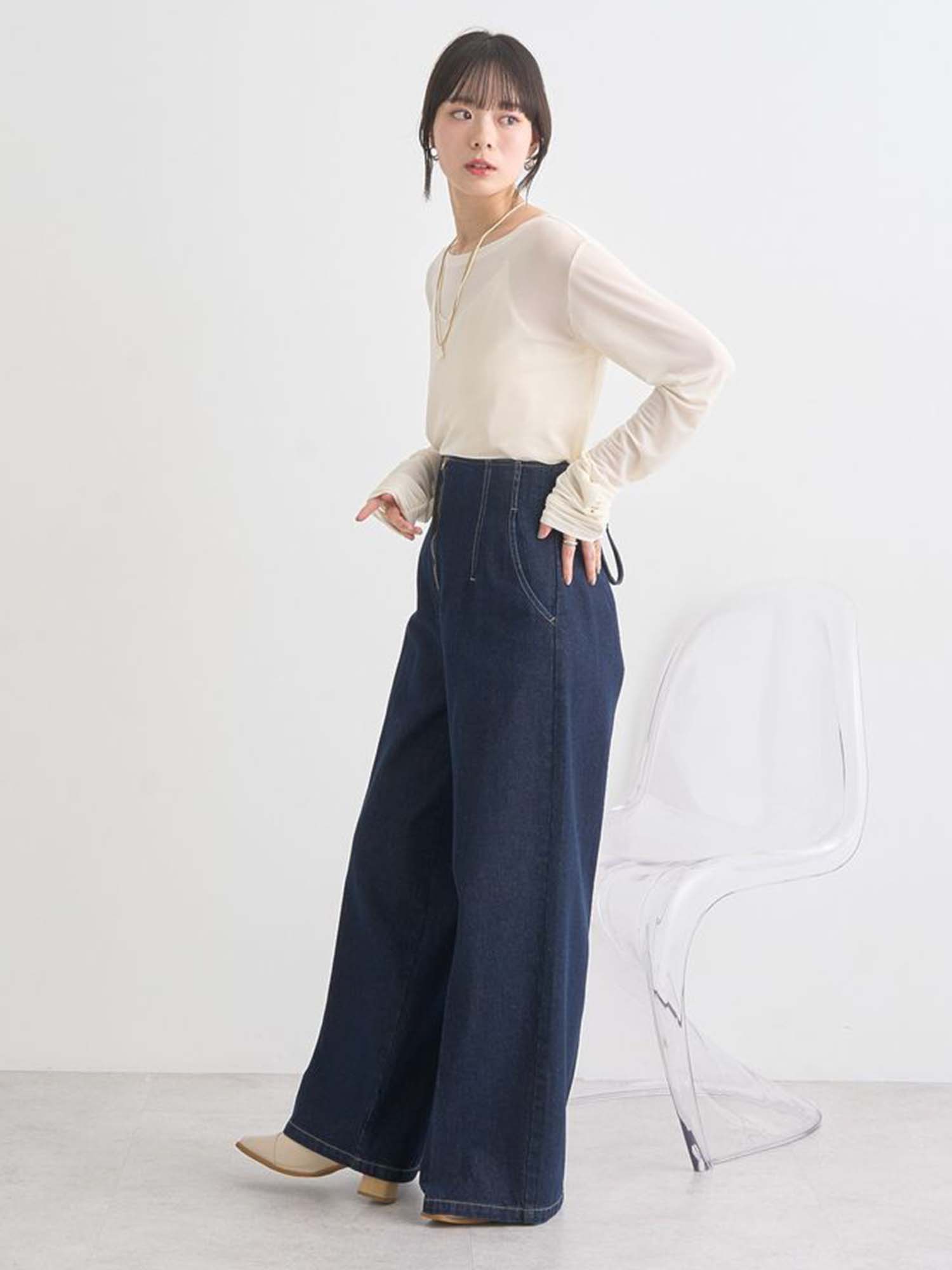 Namegata Lace Up Denim Pants