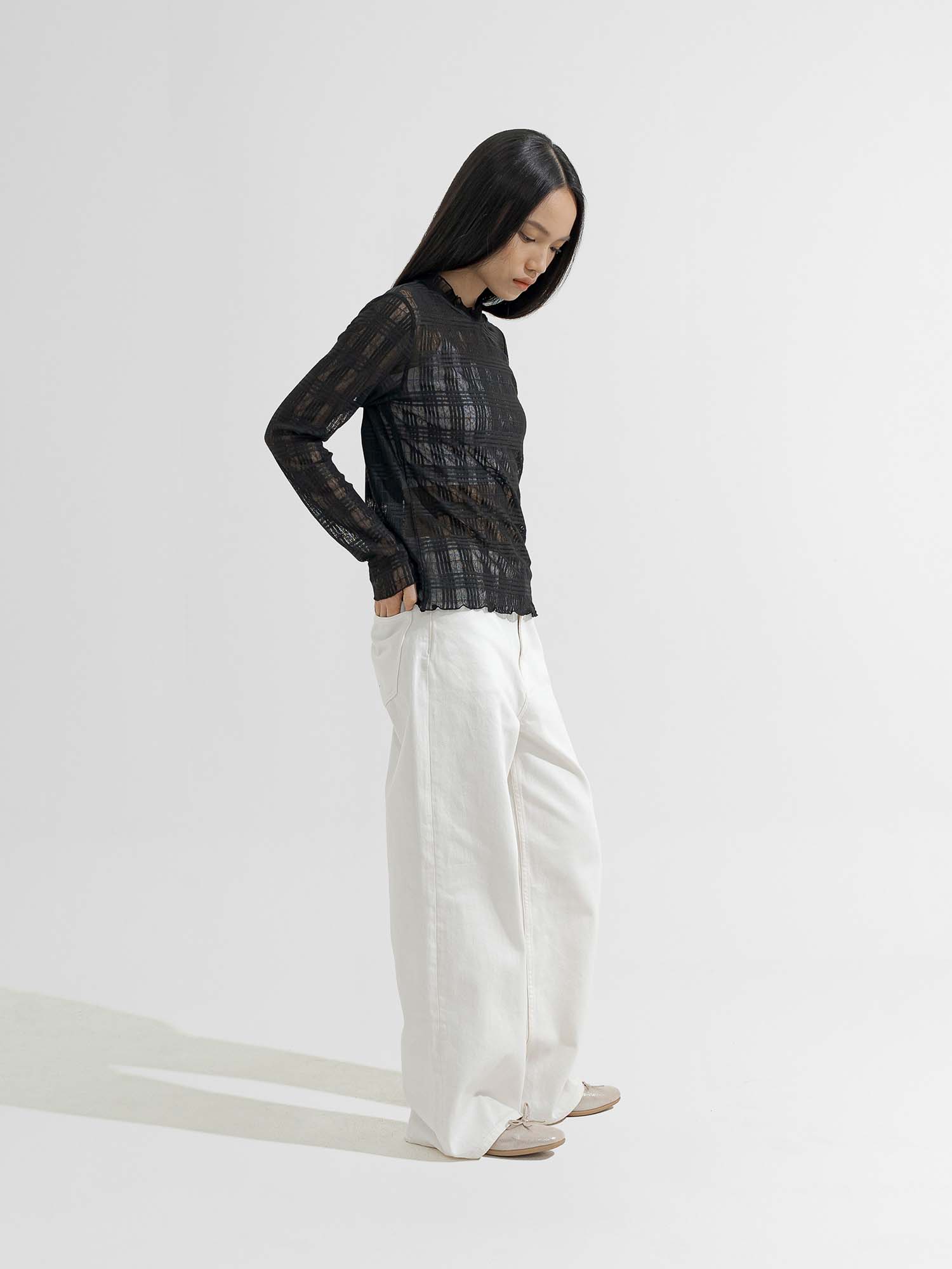Fumie Sheer Check Pullover