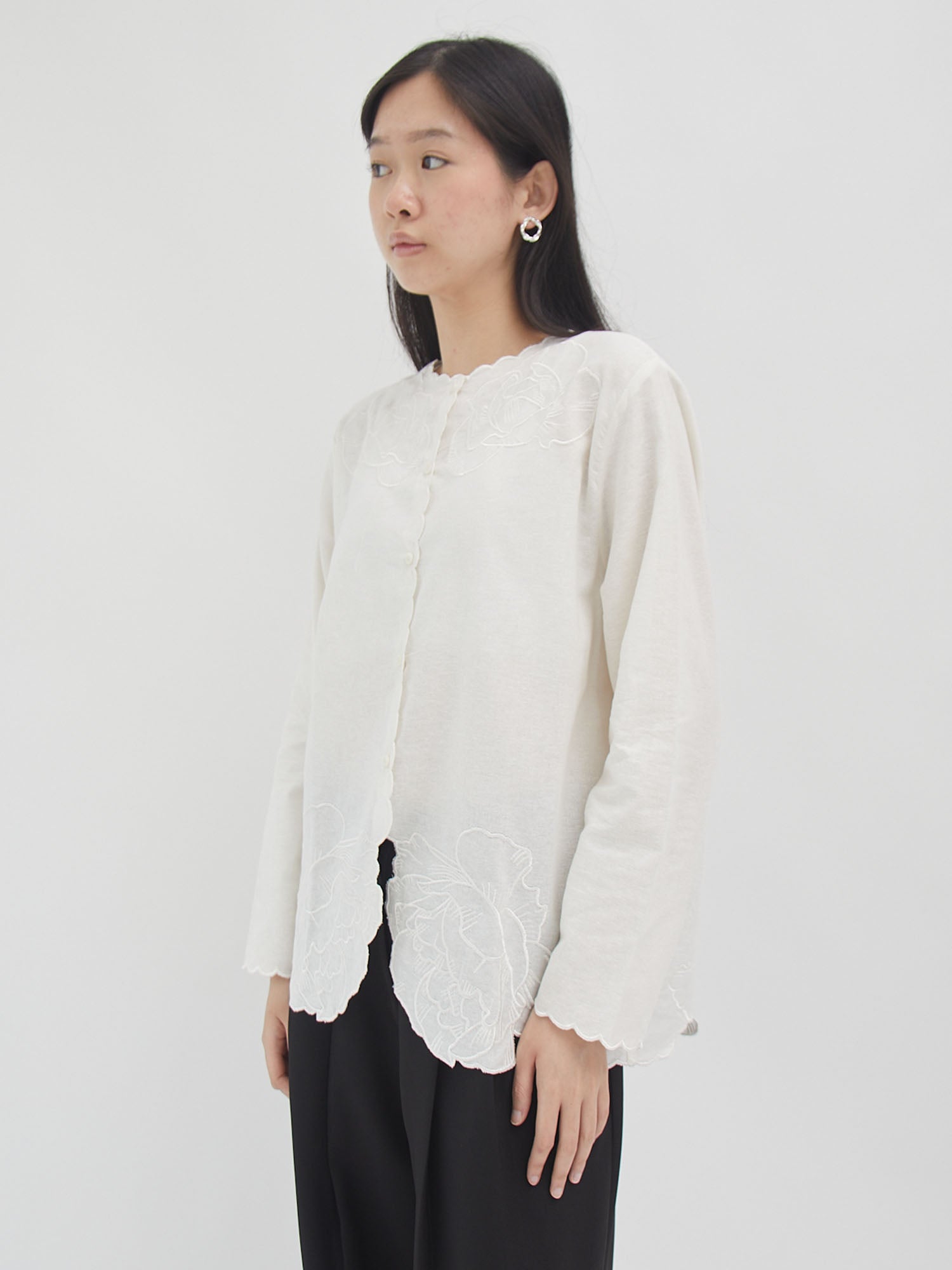 Peony Embroidery Shirt Jacket