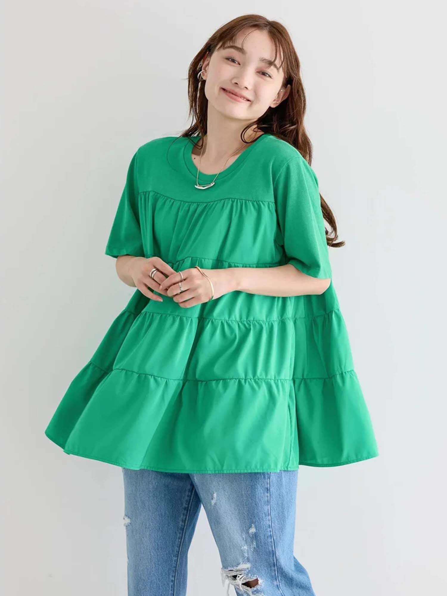 Oria Two Material Tiered Tunic