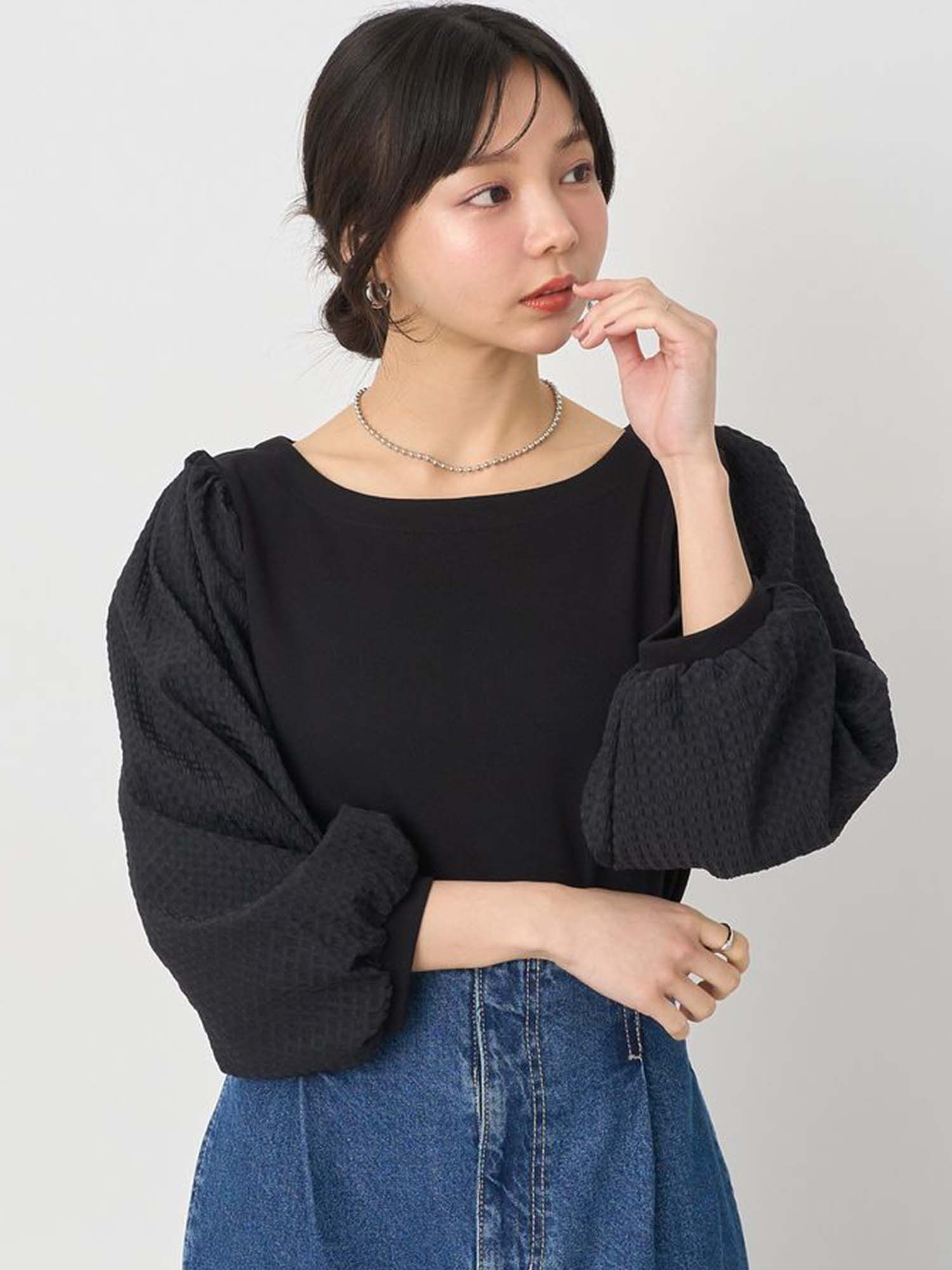 Naze Check Sleeve Blouse