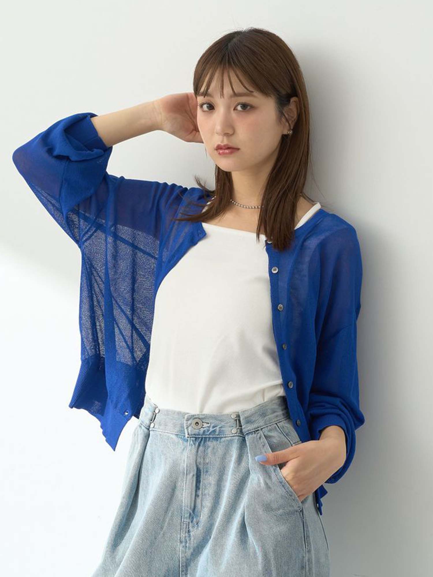 Kuchinashi Sheer Knit Cardigan - Black - Earth Music & Ecology