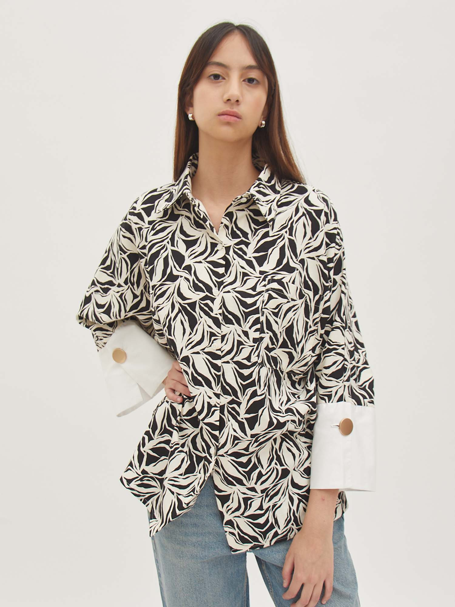 Leela Shirt with Big Cuff - Stripe Red - Velvet at Bobo