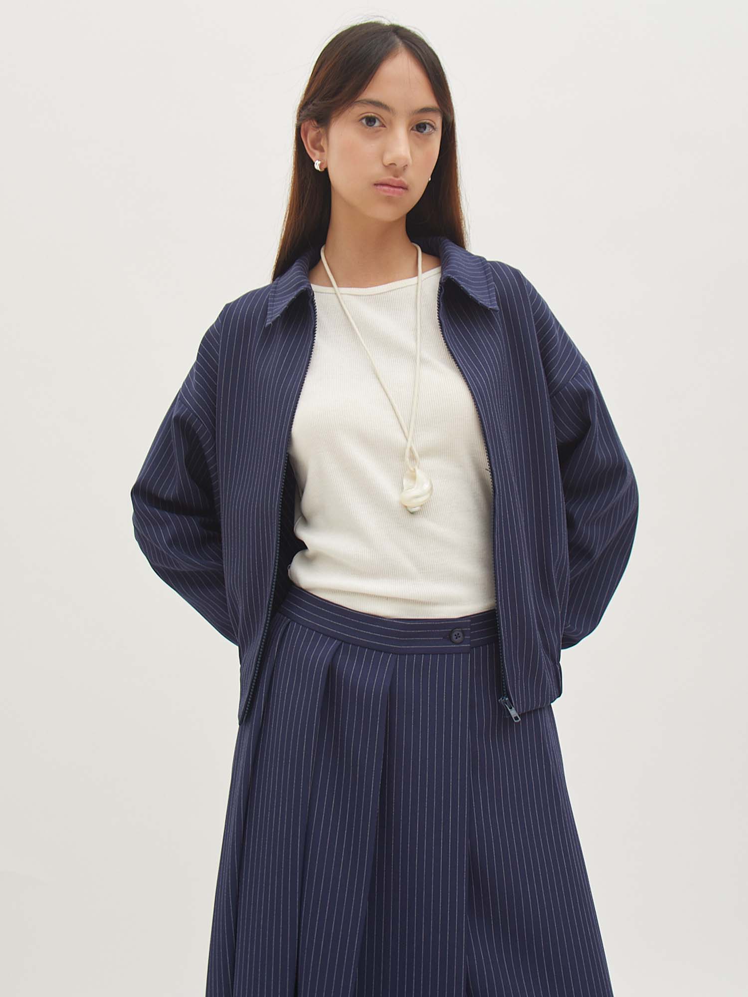 Celia Shell Jacket - Stripe Navy - Velvet at Bobo
