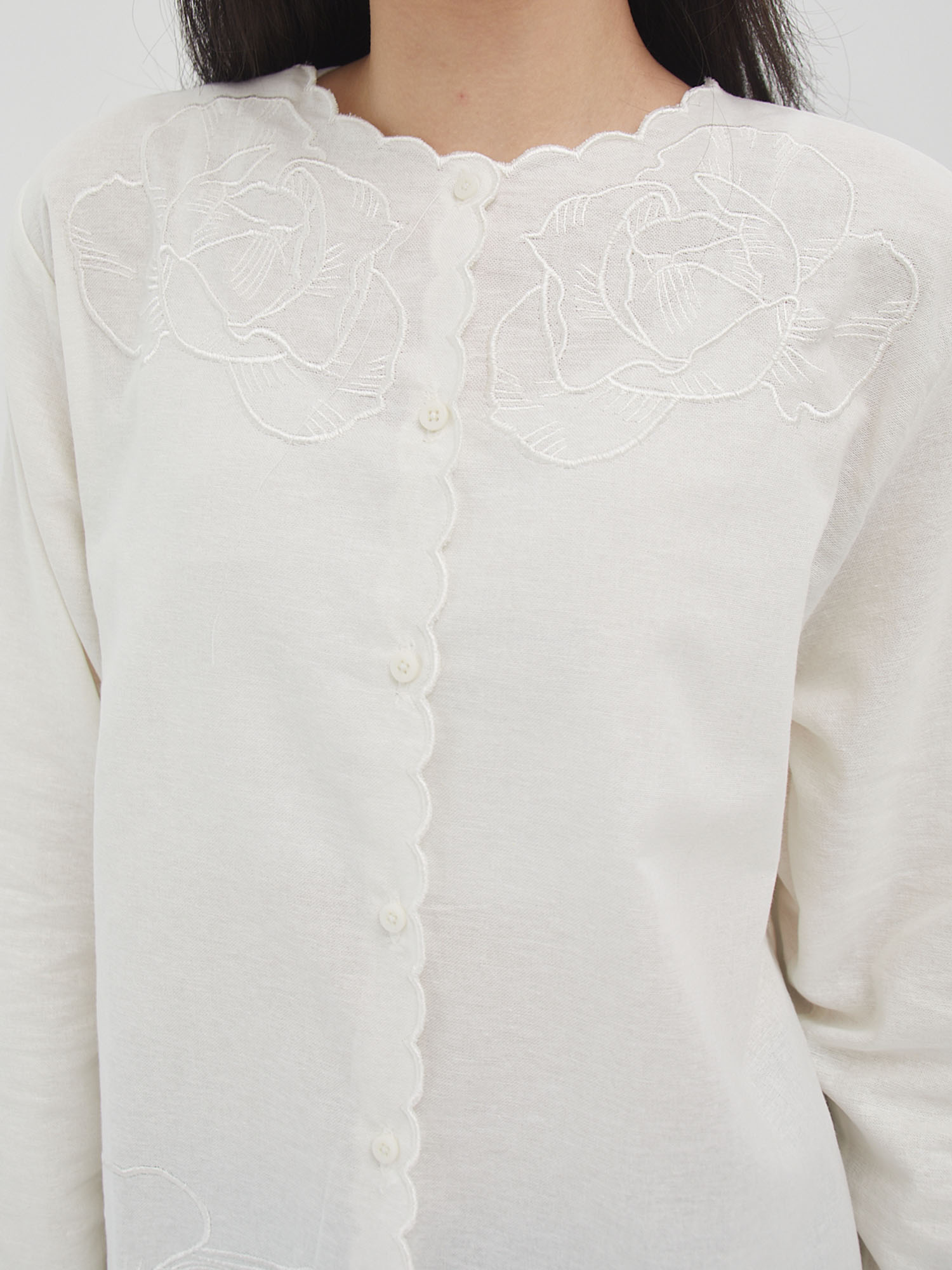 Peony Embroidery Shirt Jacket