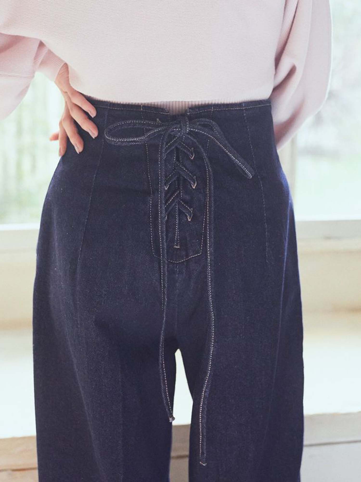 Namegata Lace Up Denim Pants