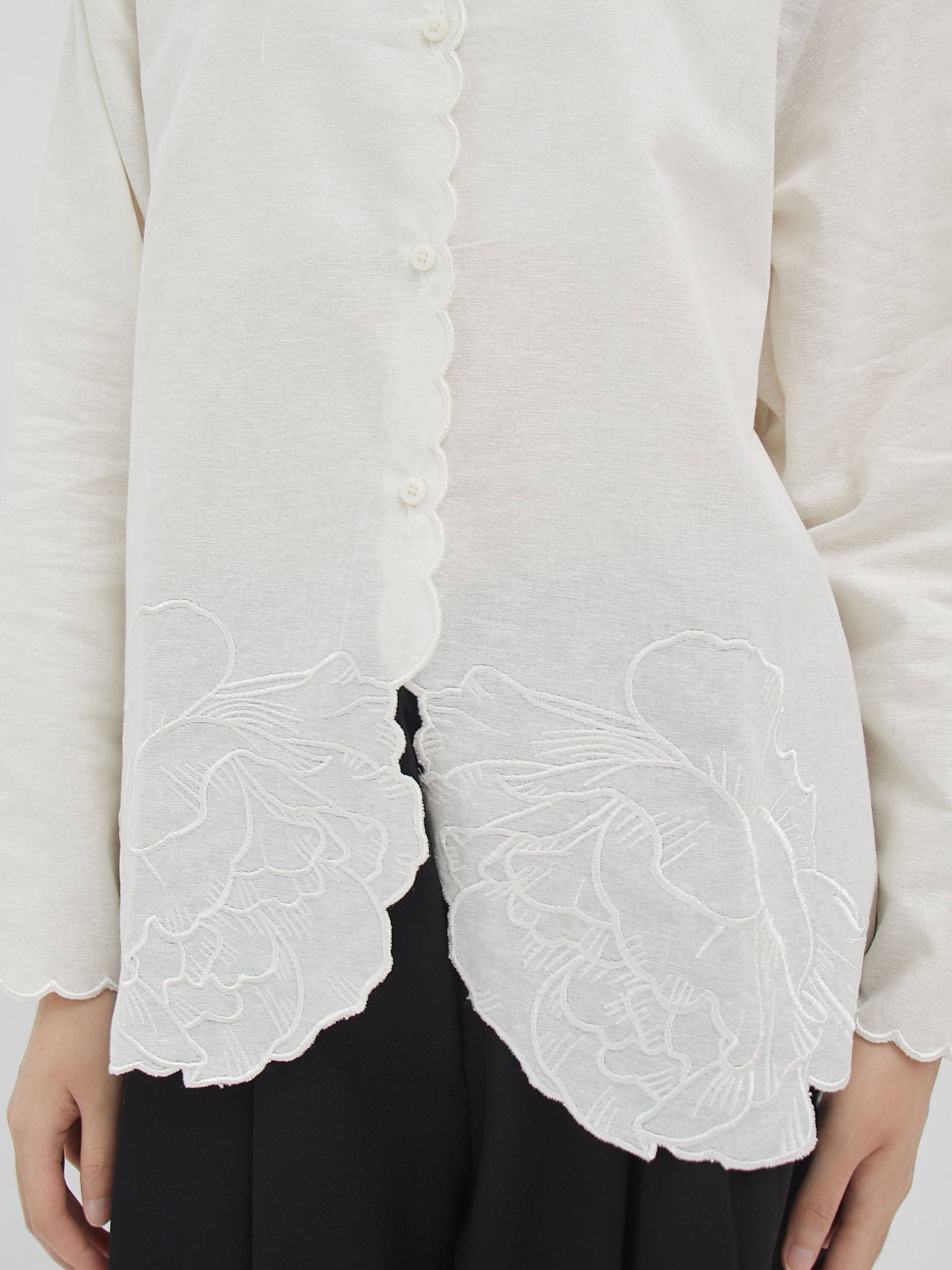 Peony Embroidery Shirt Jacket