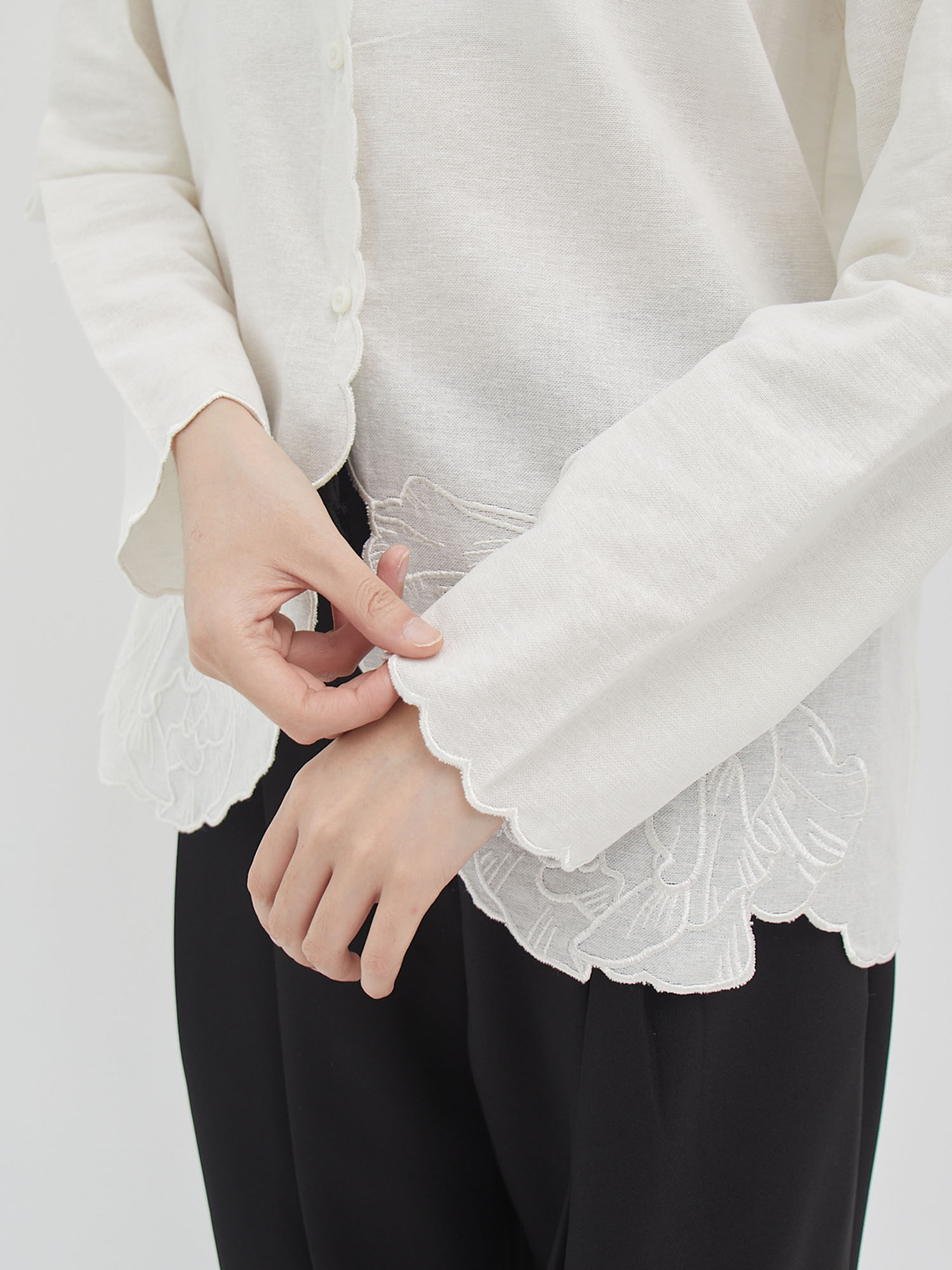 Peony Embroidery Shirt Jacket