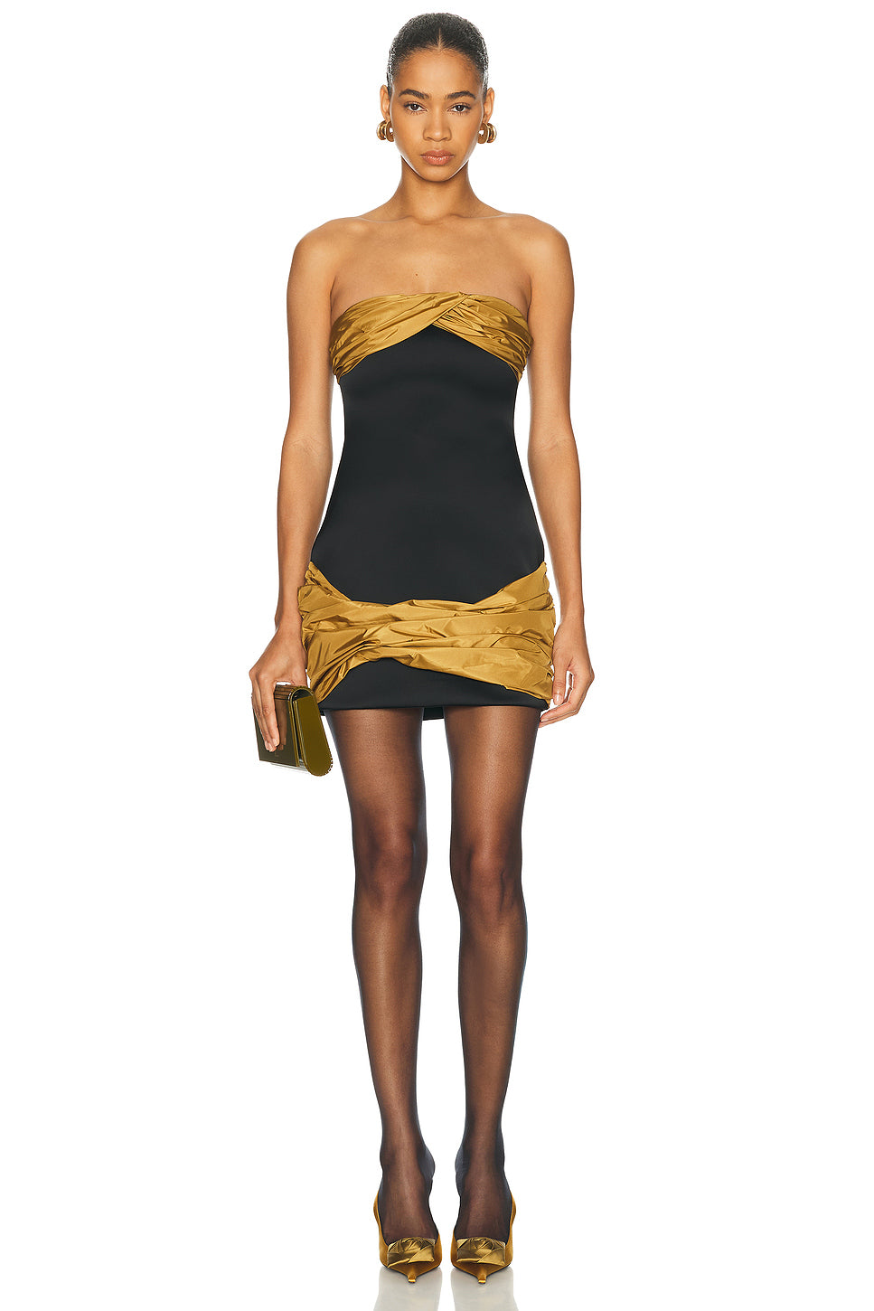 Taffetas Draped Mini Dress