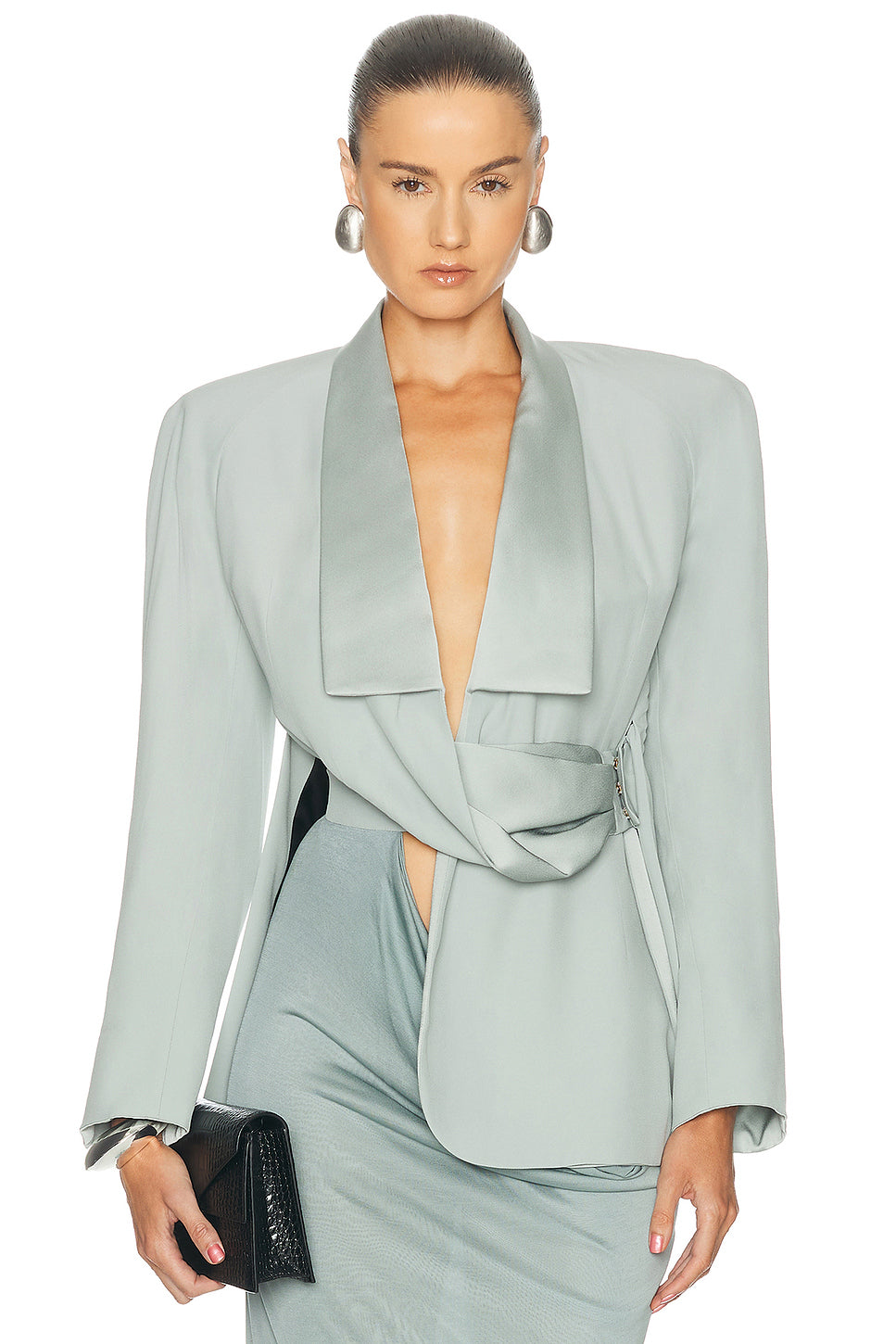Satin Draped Blazer