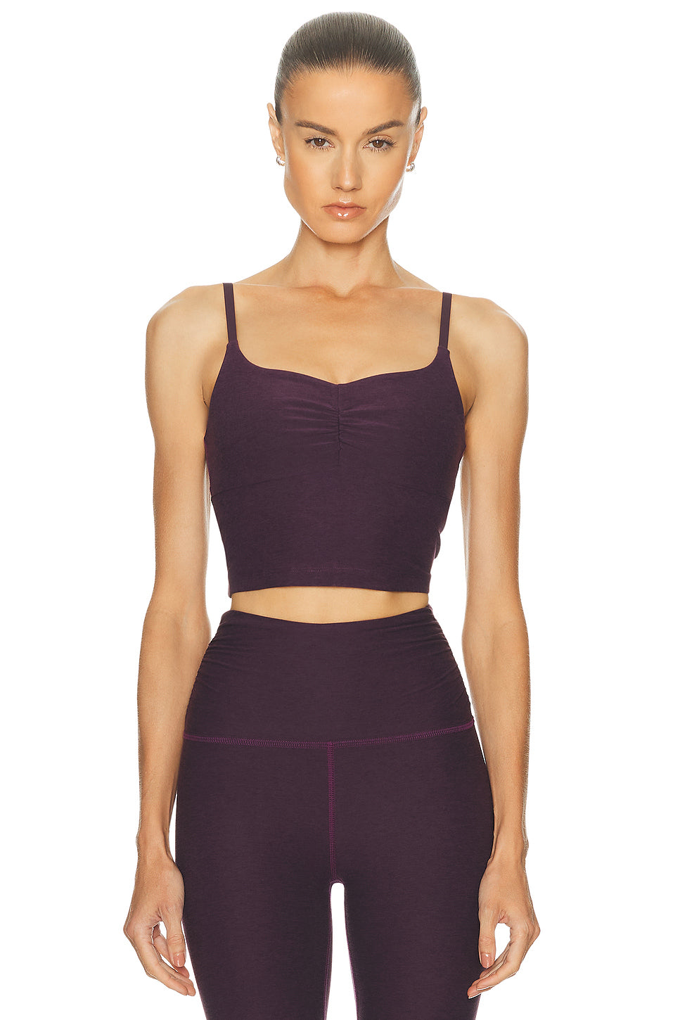 Spacedye Raised The Barre Shirred Cropped Tank Top