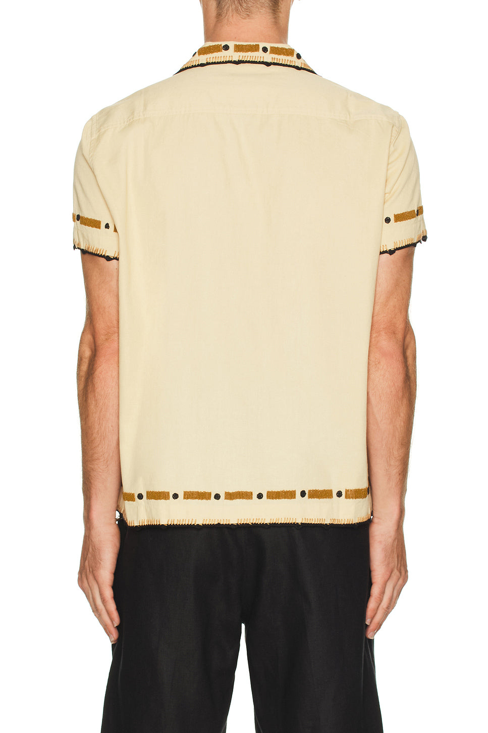 Beaded Ryegrass Short Sleeve Shirt in Tan