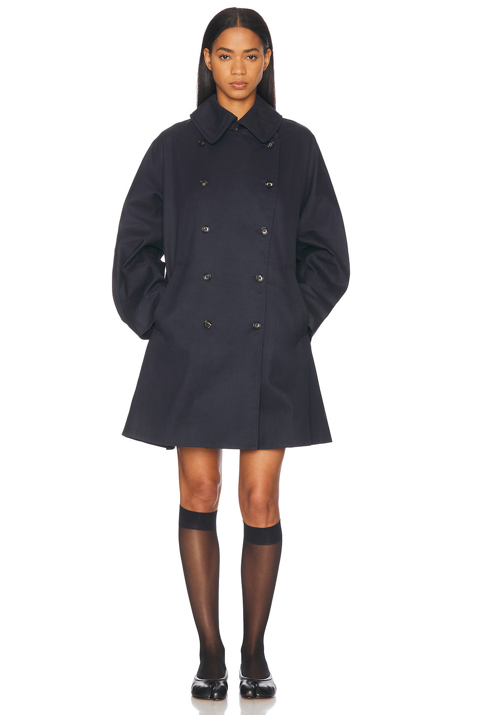 Waxed Herringbone Peacoat