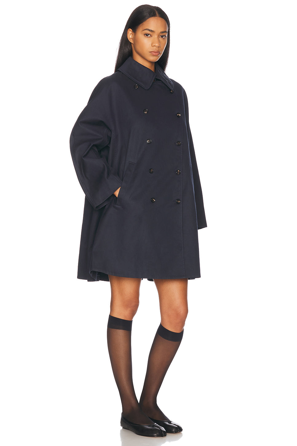 Waxed Herringbone Peacoat