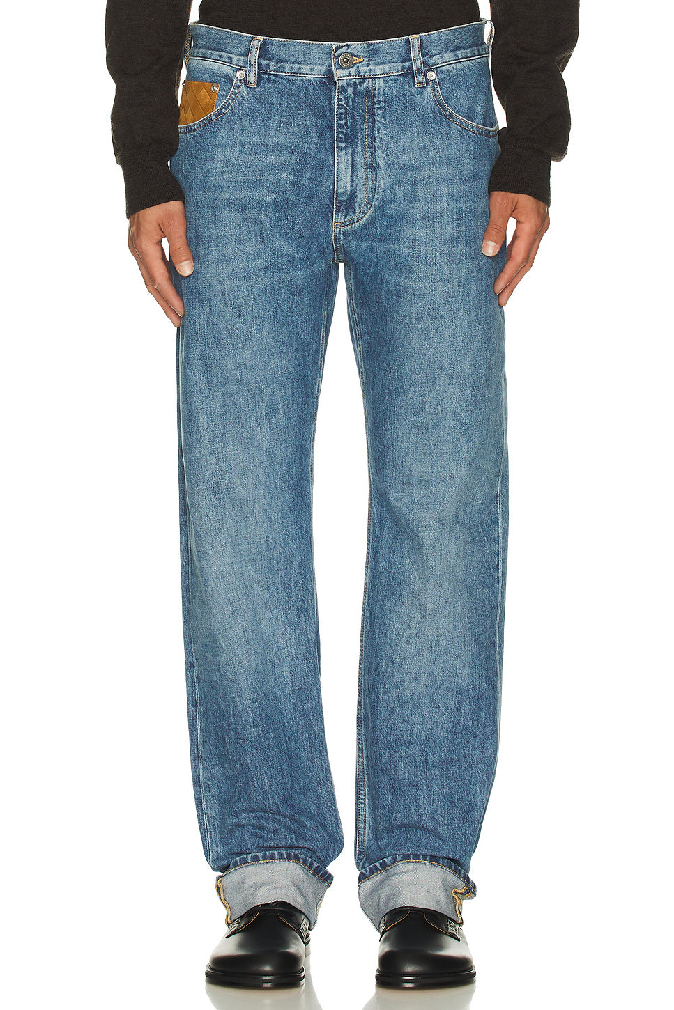 Vintage Indigo Turn Up Denim Straight Trousers