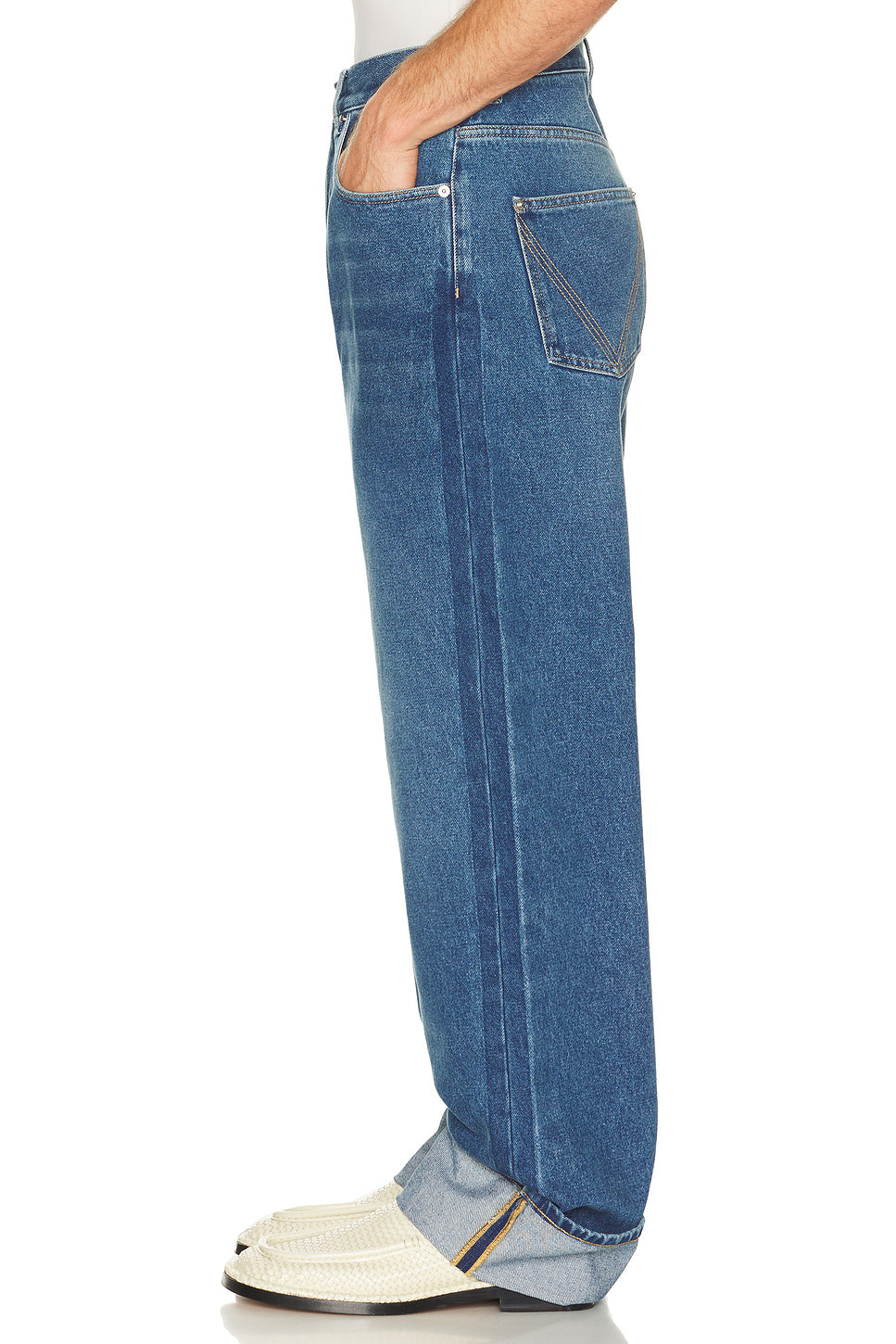 Turned Up Trousers Medium Indigo Washed