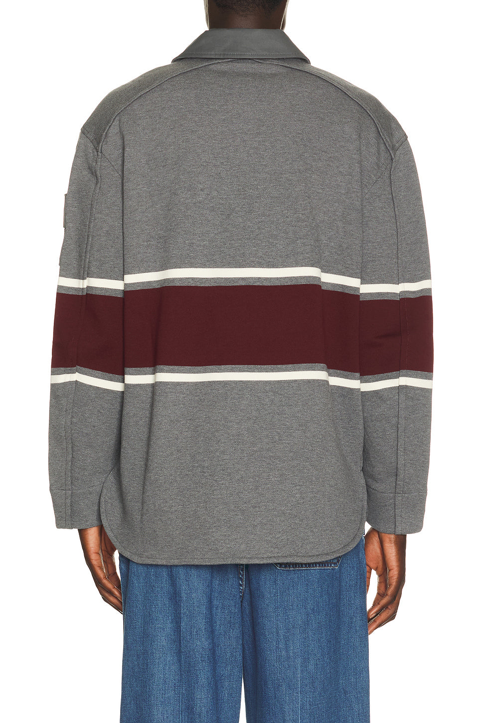 Light Cotton Fleece Long Sleeve Polo Intrecciato Tab