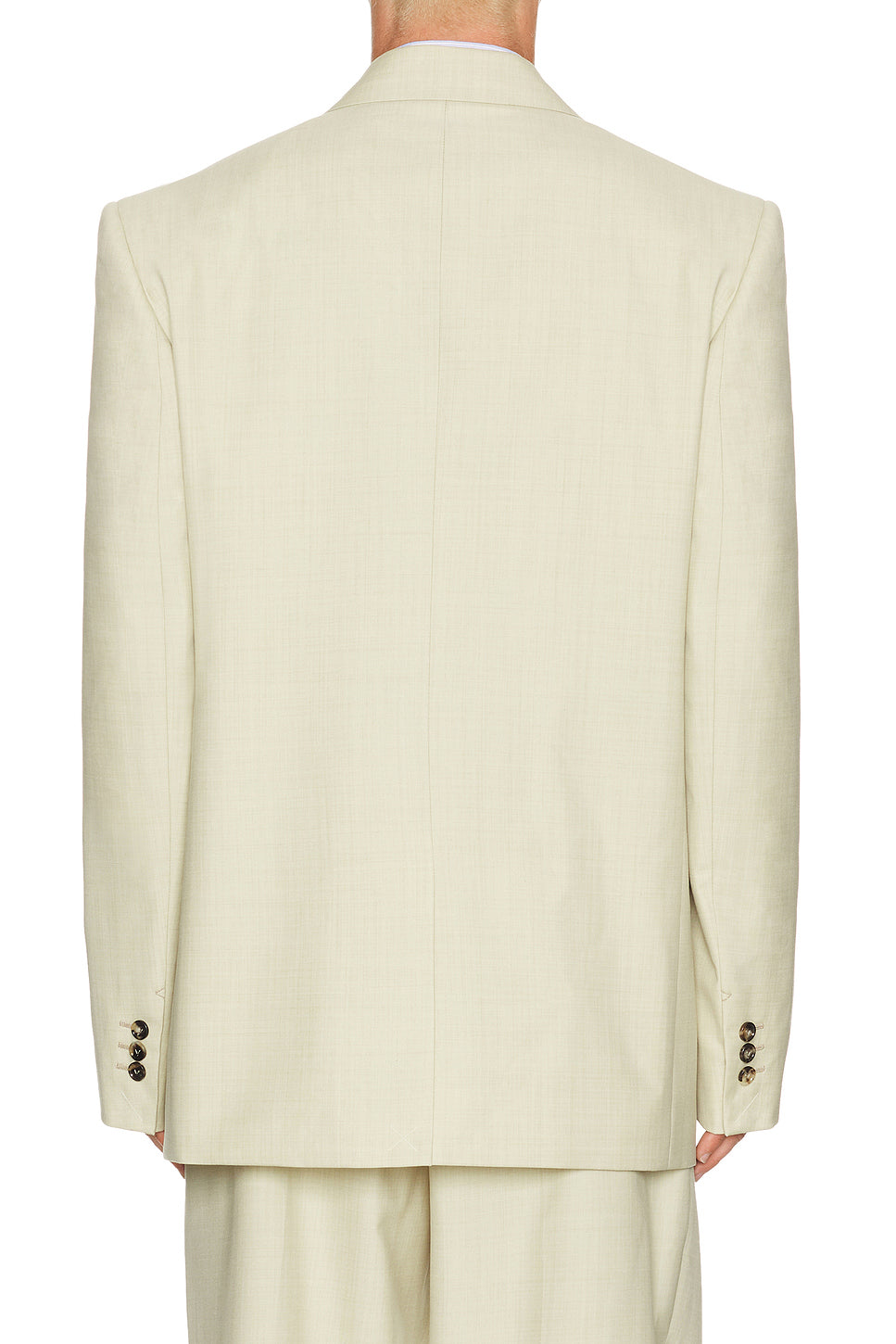 Wool Cotton Melange Gabardine Double Breasted Jacket
