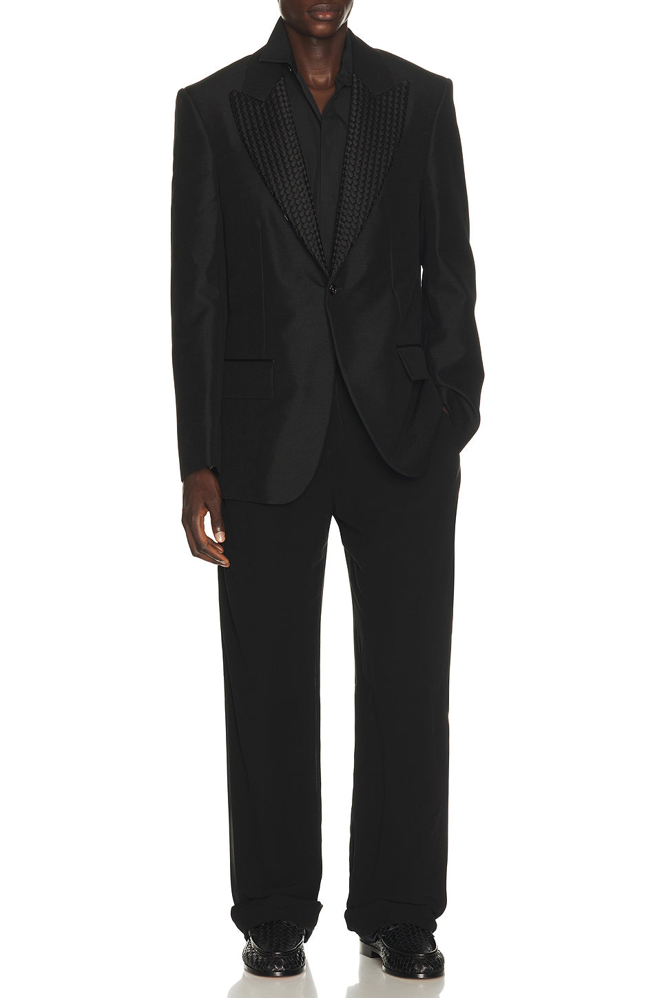 Mohair Wool Jacket Intrecciato Lapel