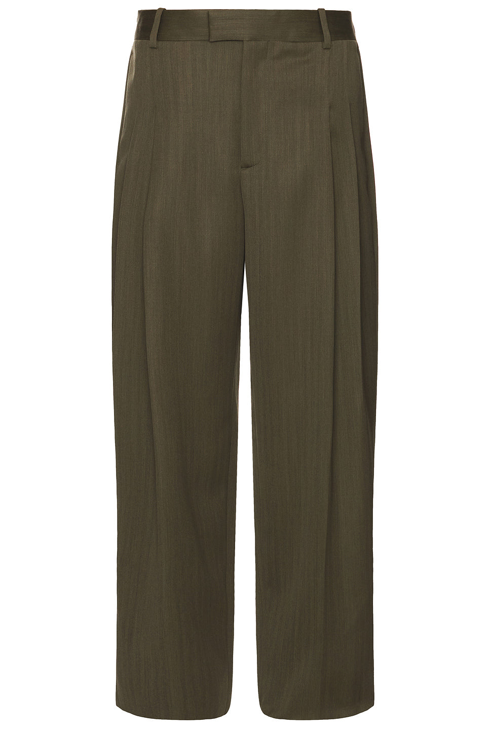 Subtle Wool Chevron Two Pleats Straight Trousers