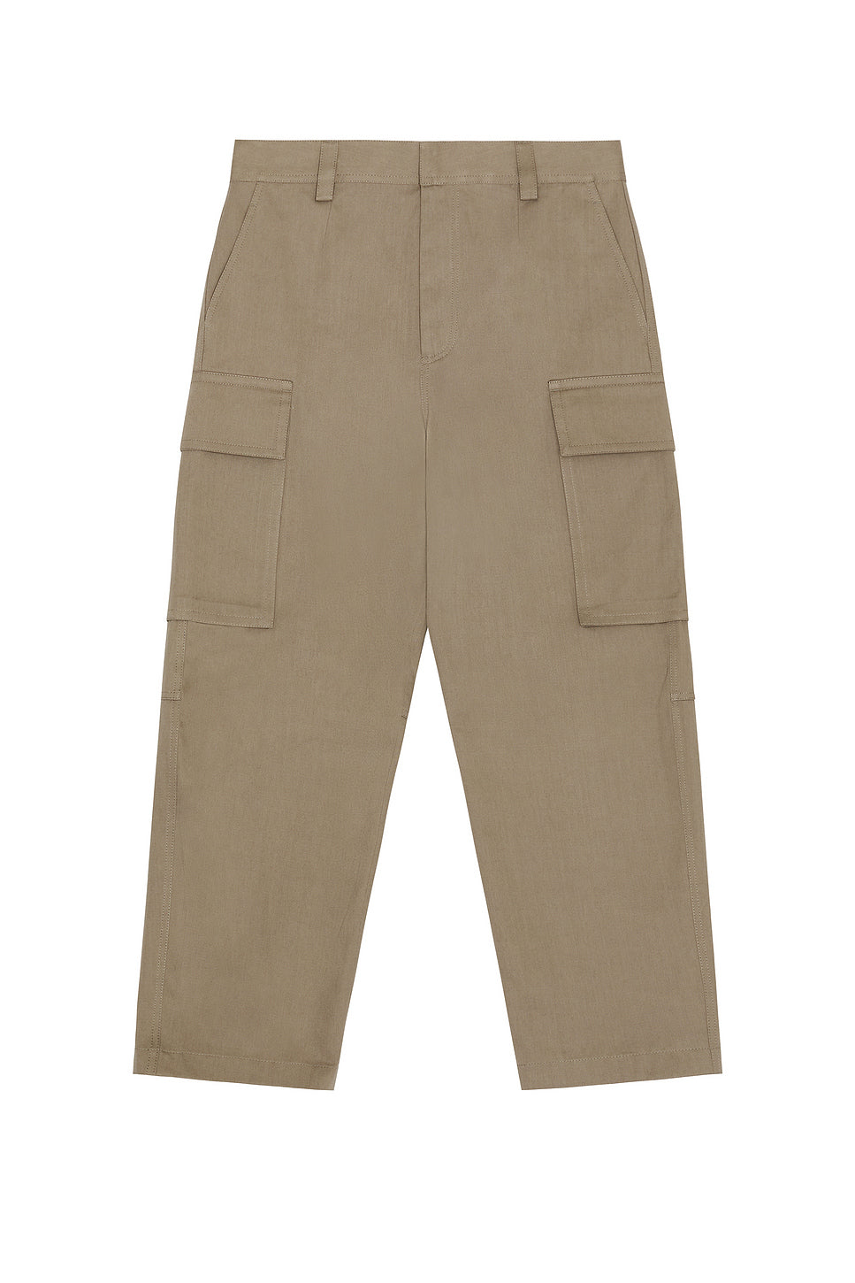 Washed Irregular Cotton Twill Cargo Trousers