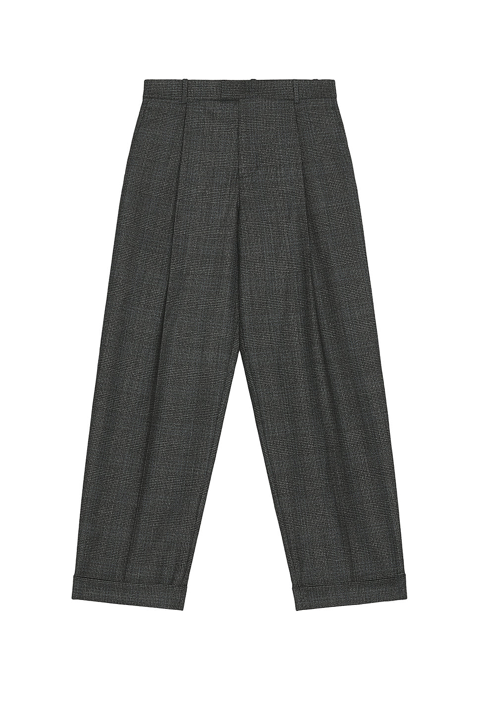 Wool Prince Of Wales One Pleat Trousers