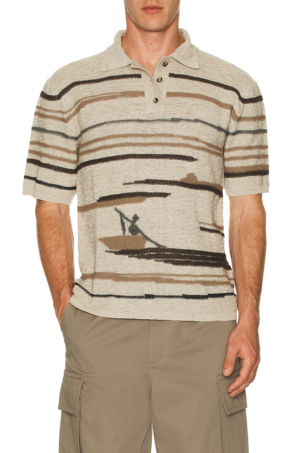 Linen Graphic Knit Polo