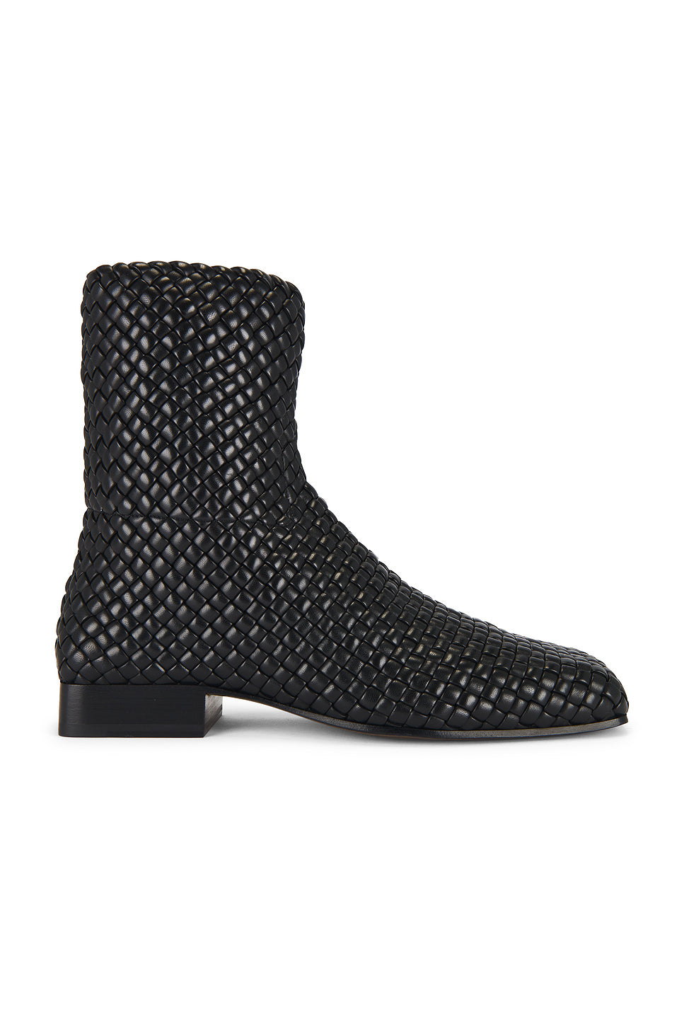 Zipped Padded Intreccio Supple Lambskin Ankle Boot