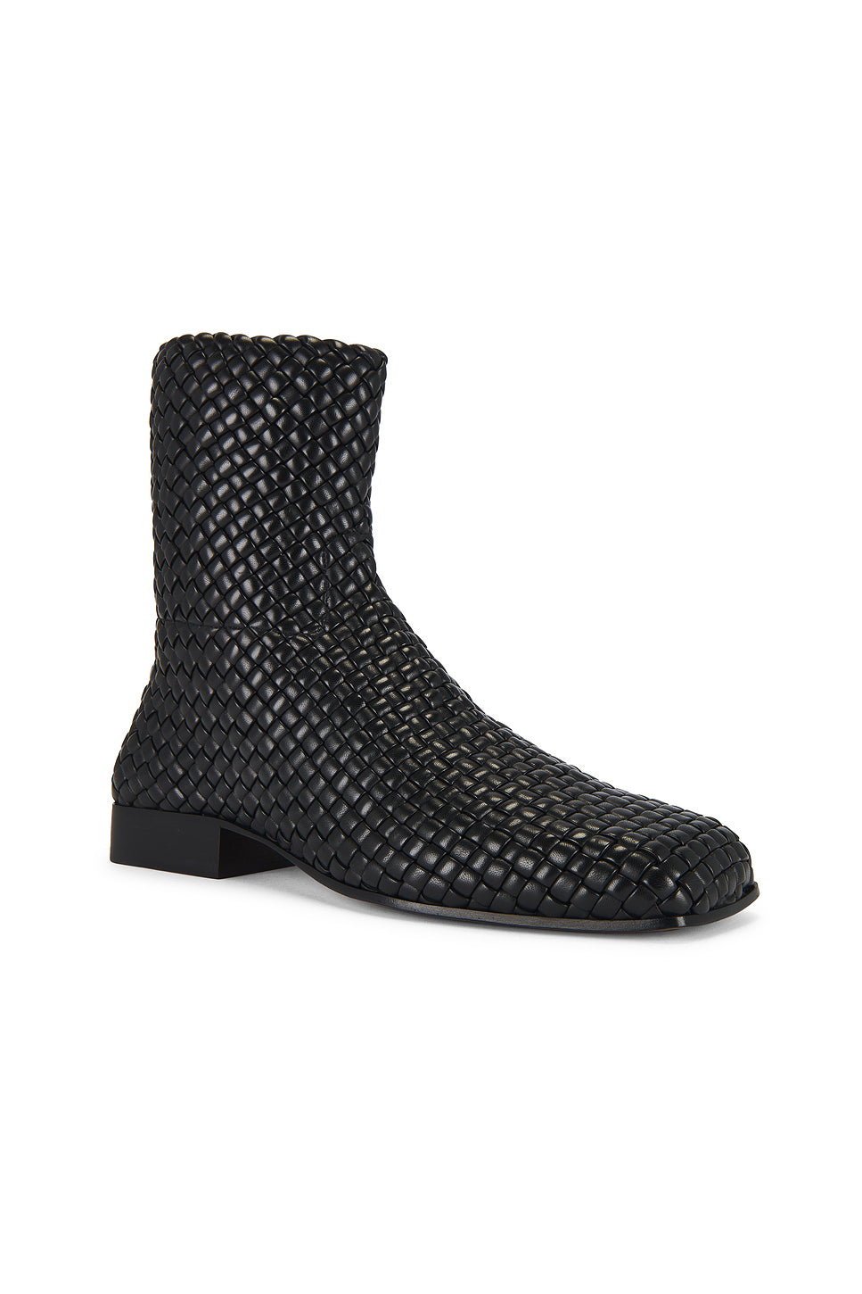 Zipped Padded Intreccio Supple Lambskin Ankle Boot
