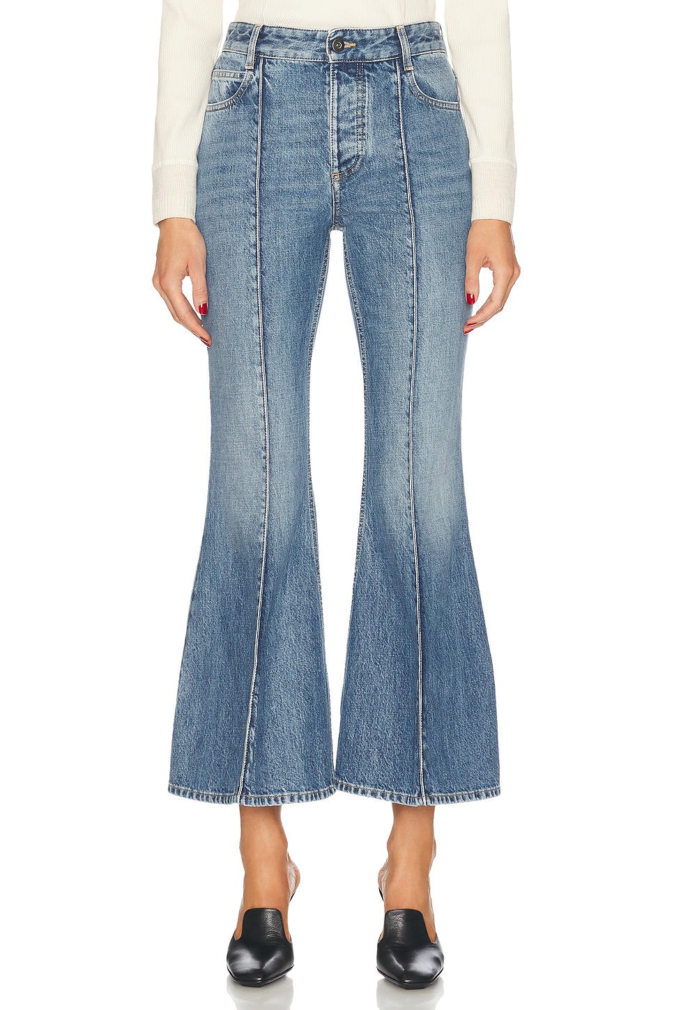 Cropped Kick Flare Leg Jeans