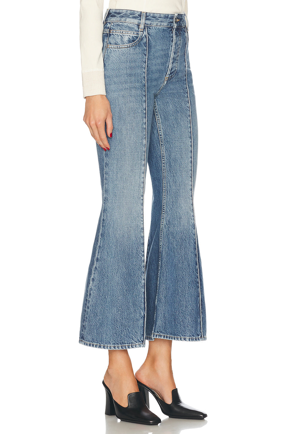 Cropped Kick Flare Leg Jeans
