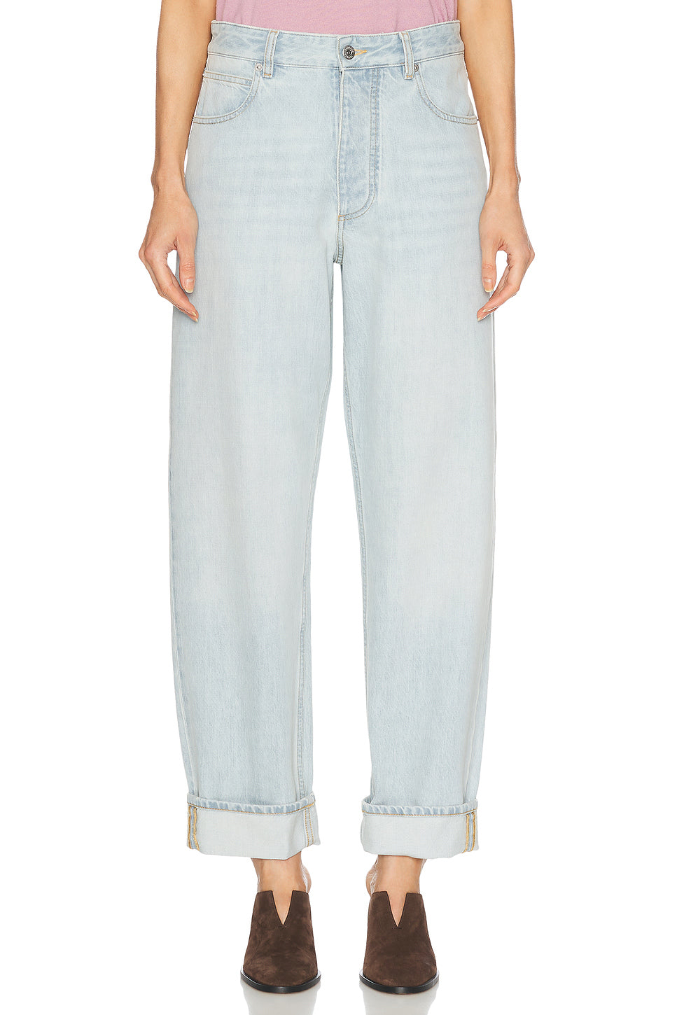 Cuffed Straight Leg Jeans