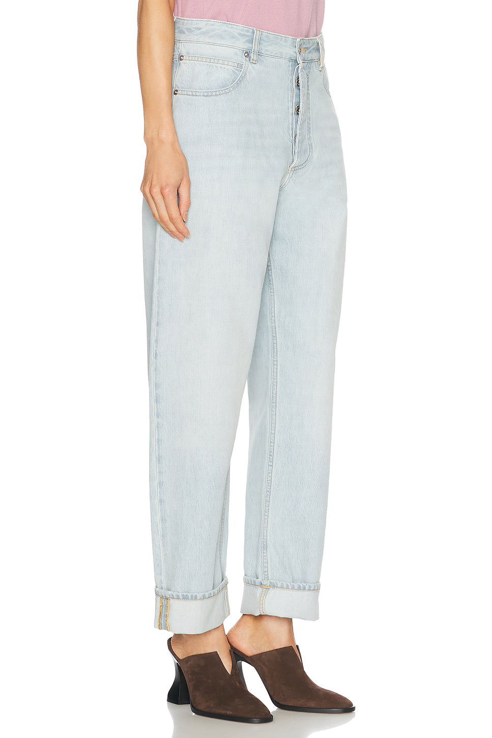 Cuffed Straight Leg Jeans