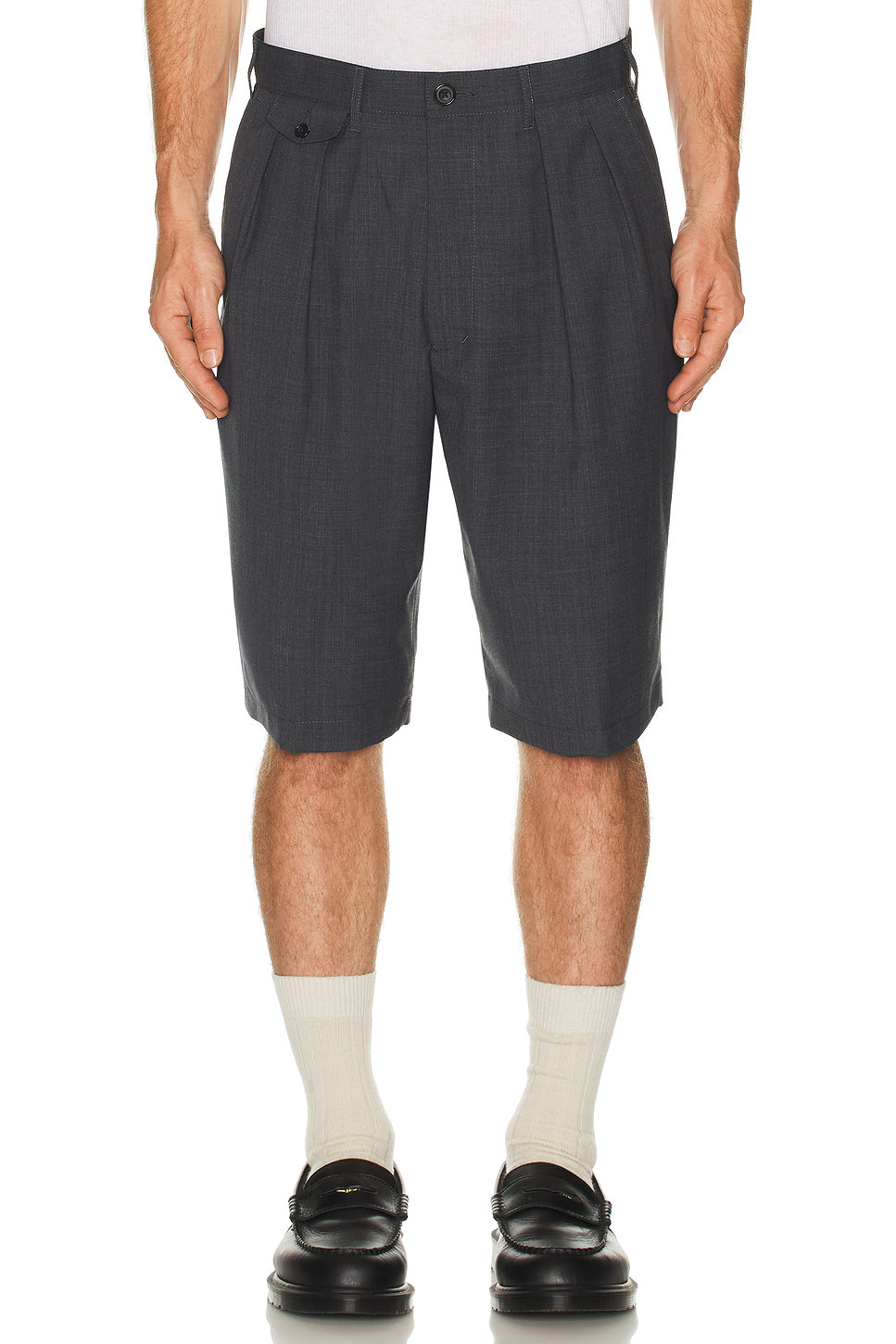 2 Pleats Shorts Wool Tropical
