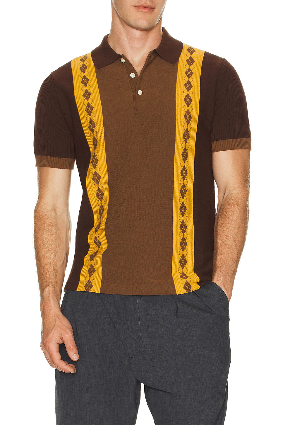 Knit Polo Stripe Argyle