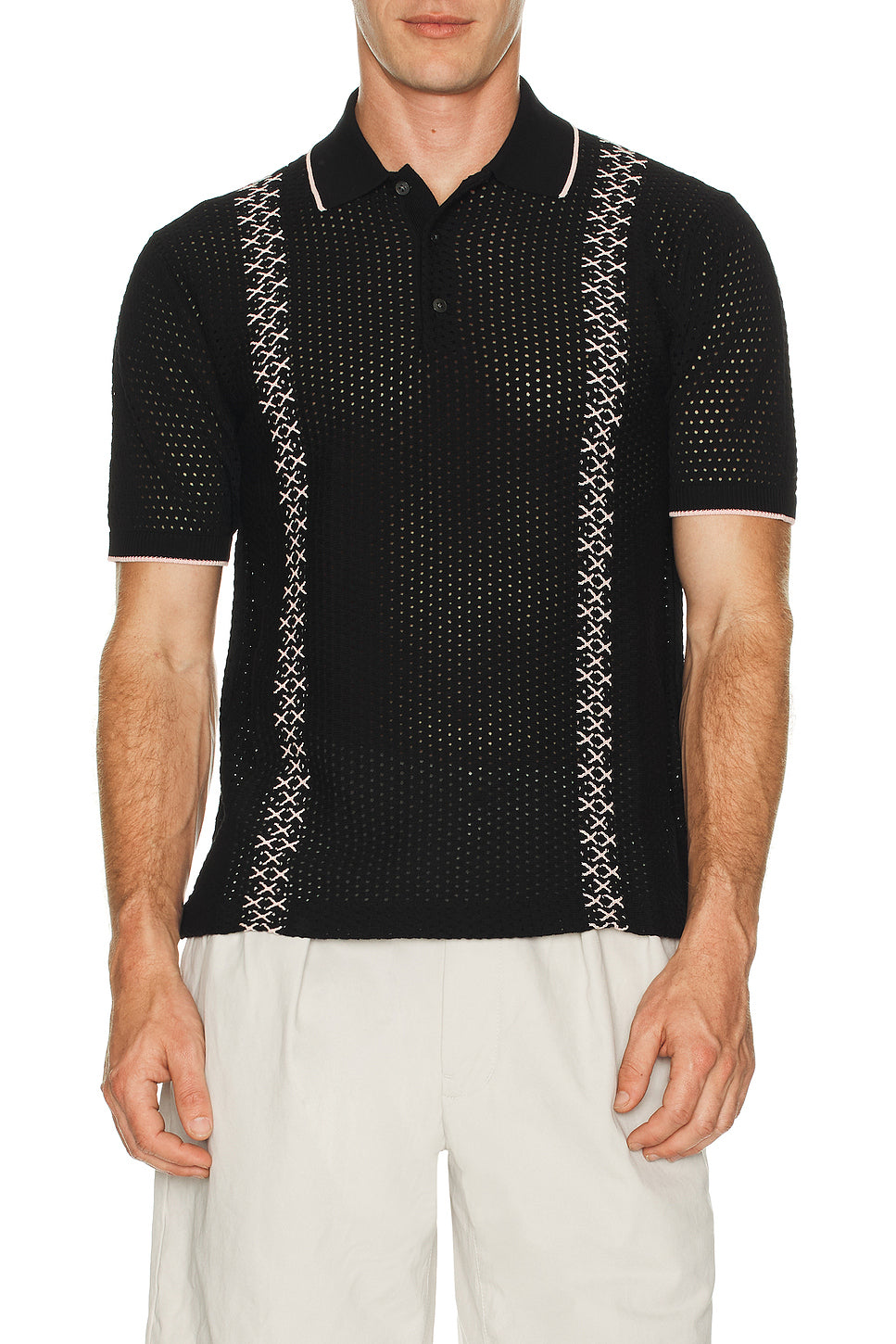 Knit Polo Mesh Stripe