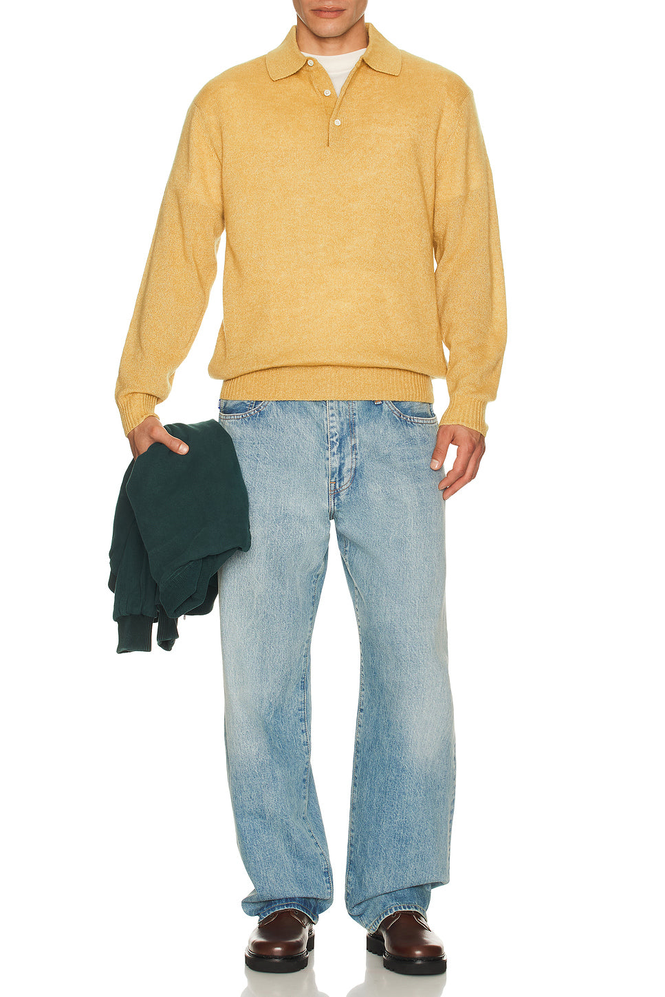 Knit Polo 9G Wool Silk Shaggy Yarn