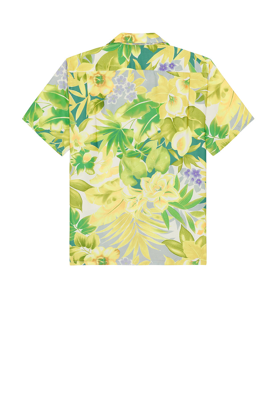 Open Collar Tropical Pattern Print