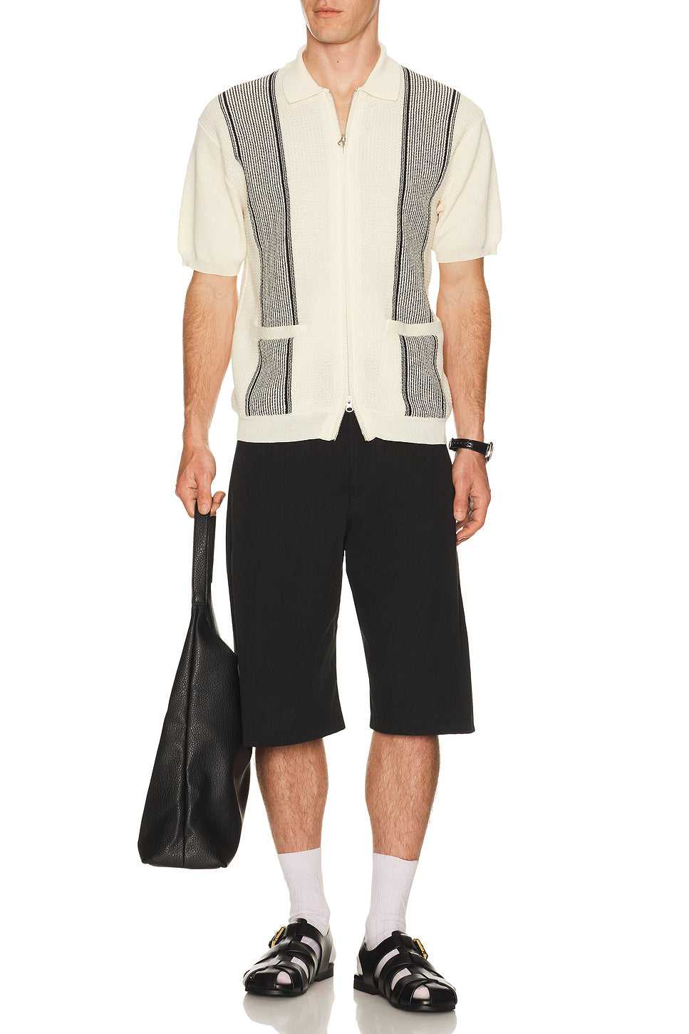 Zip Knit Polo Stripe