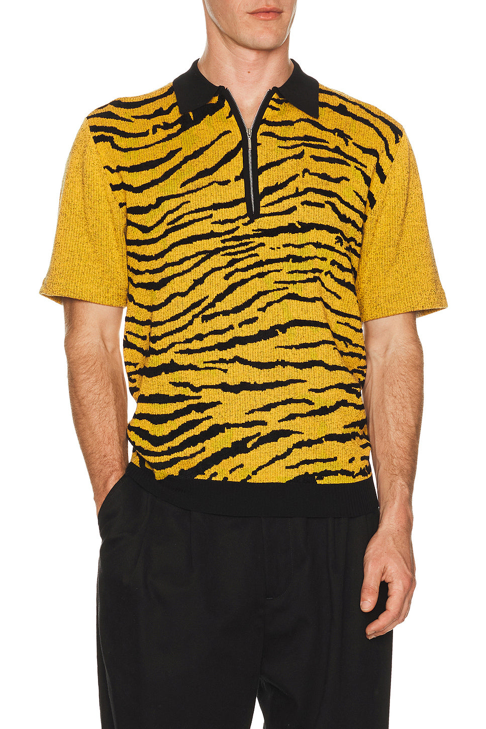 Half Zip Knit Polo Animal Jacquard