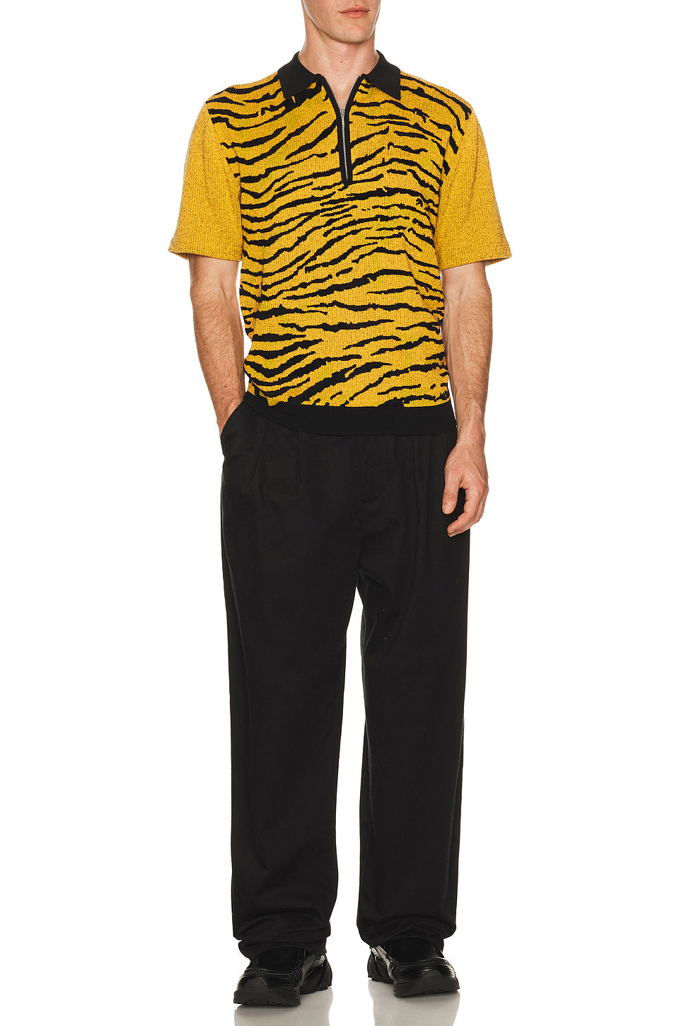 Half Zip Knit Polo Animal Jacquard