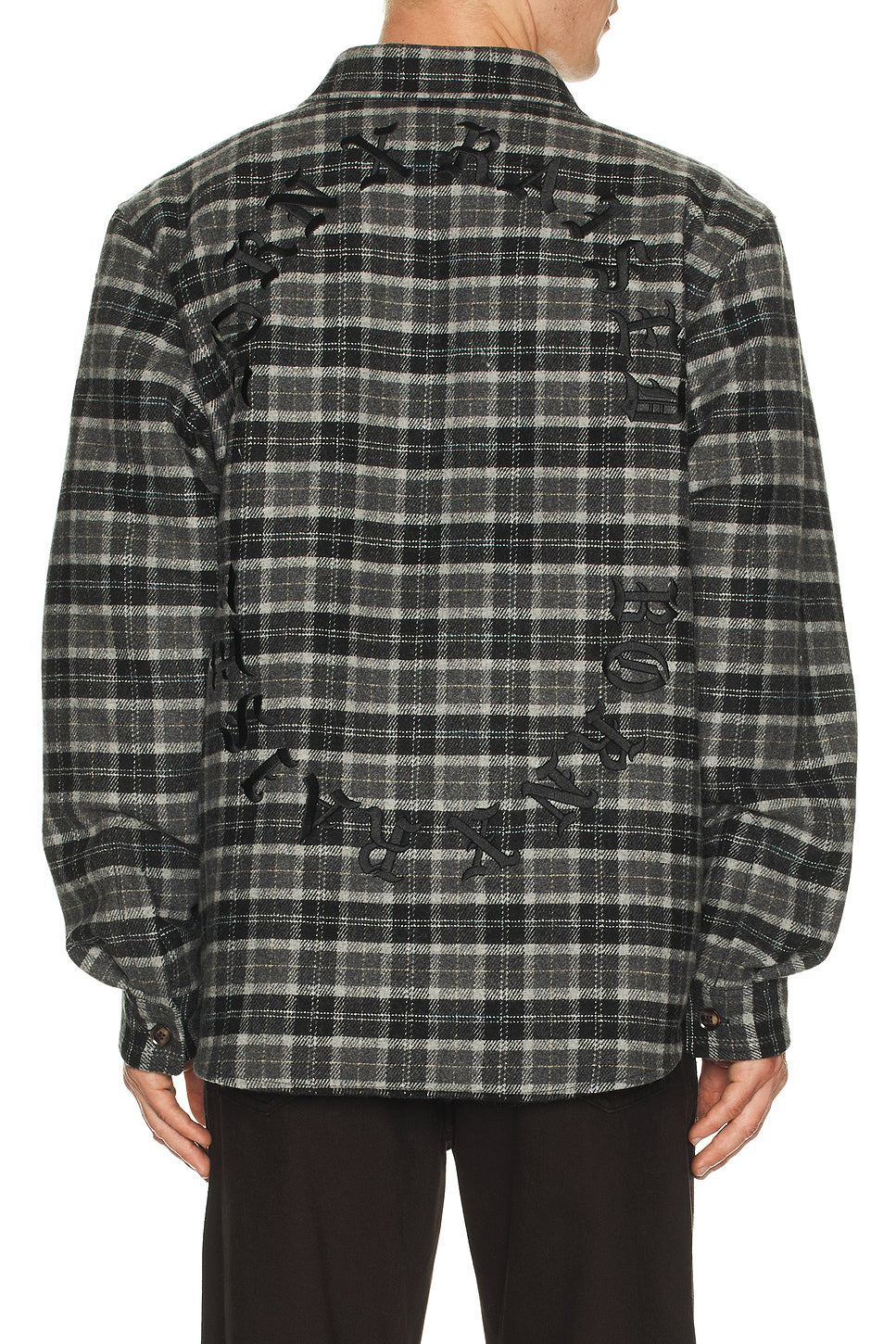 Embroidered Flannel Shirt Jacket
