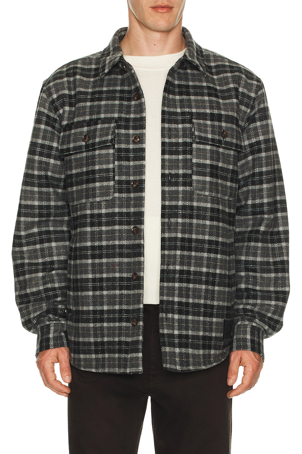 Embroidered Flannel Shirt Jacket