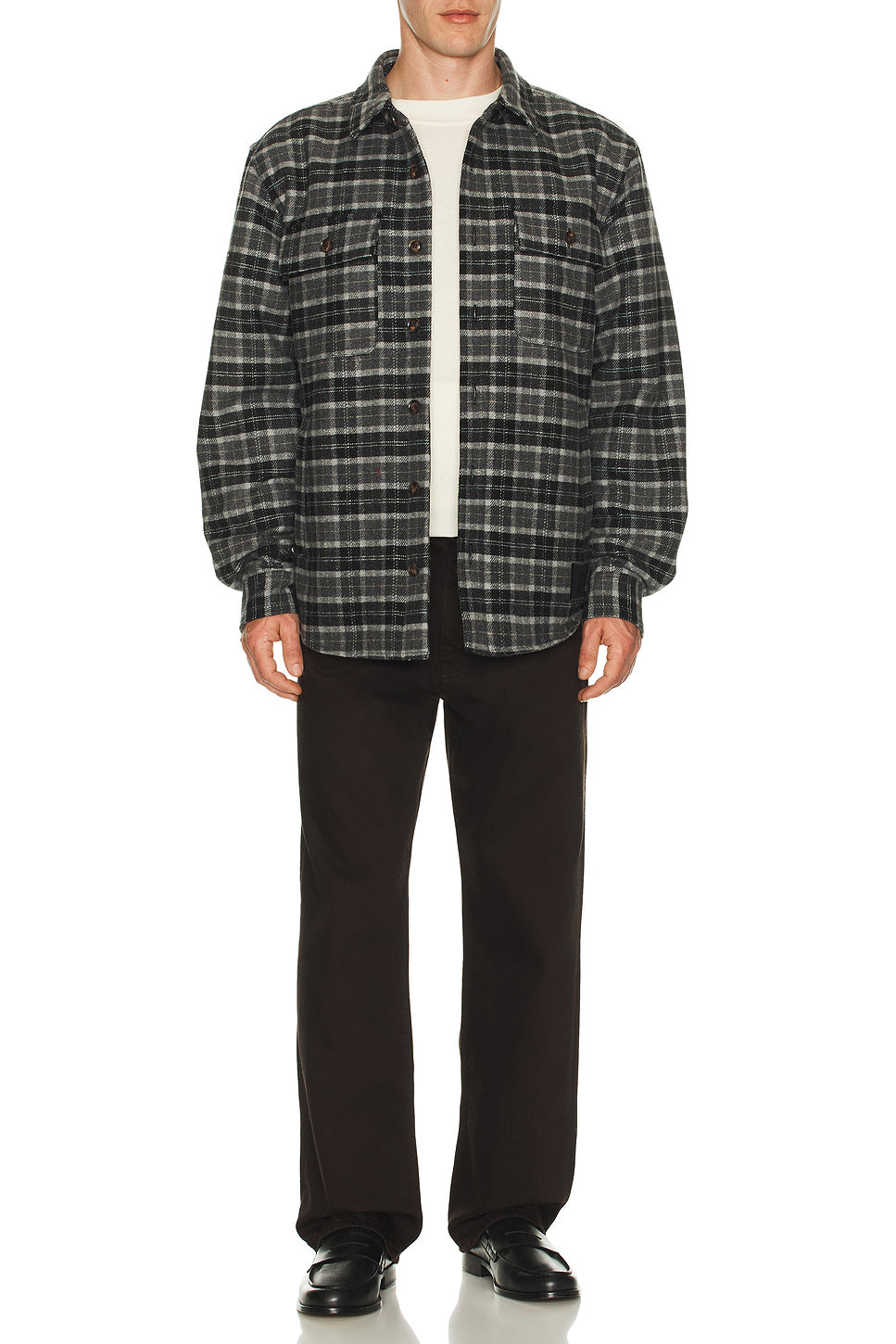 Embroidered Flannel Shirt Jacket