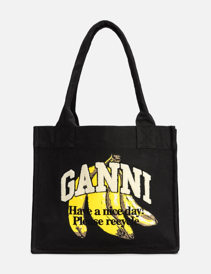 Black Large Banana Print Tote